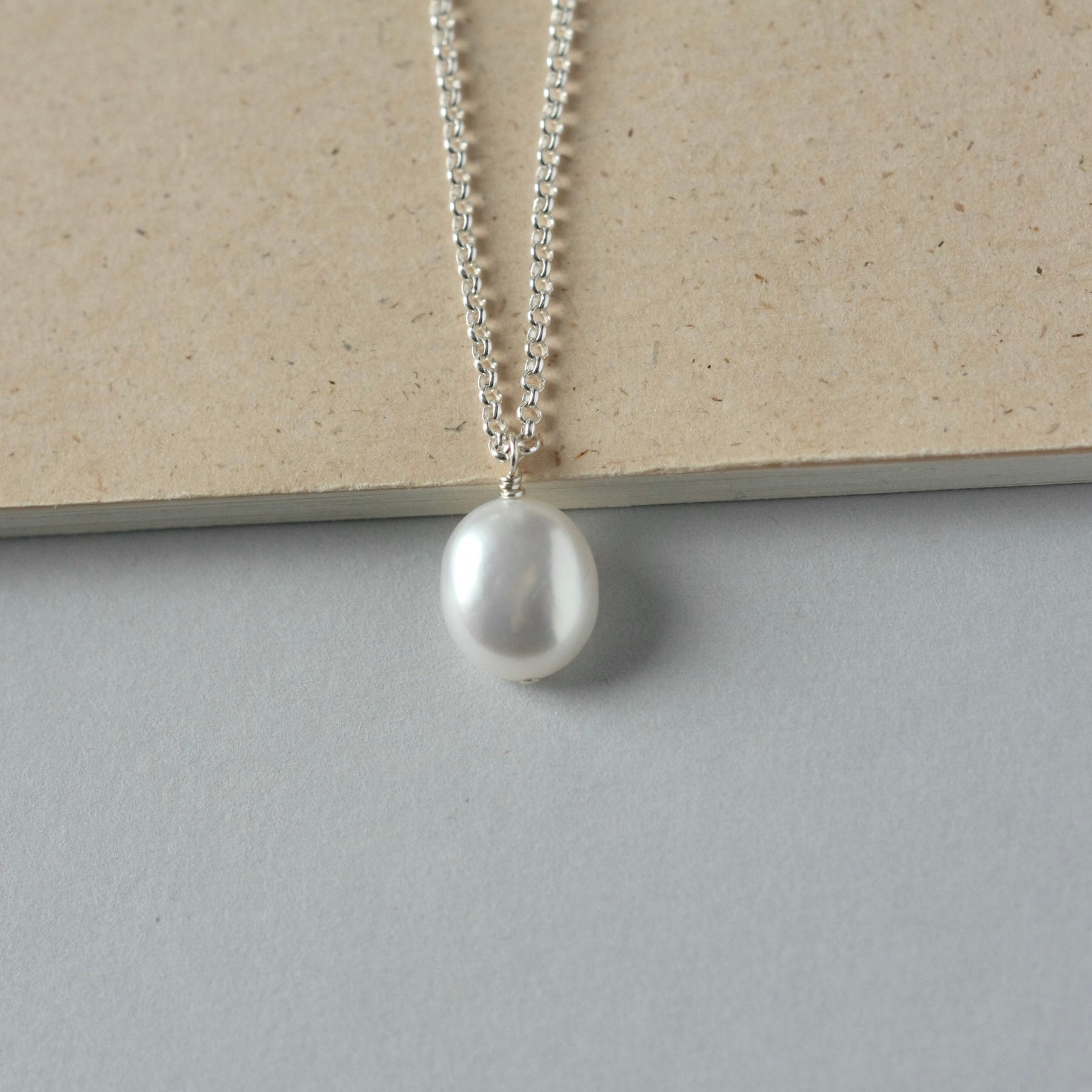 Silver White Baroque Pearl Necklace
