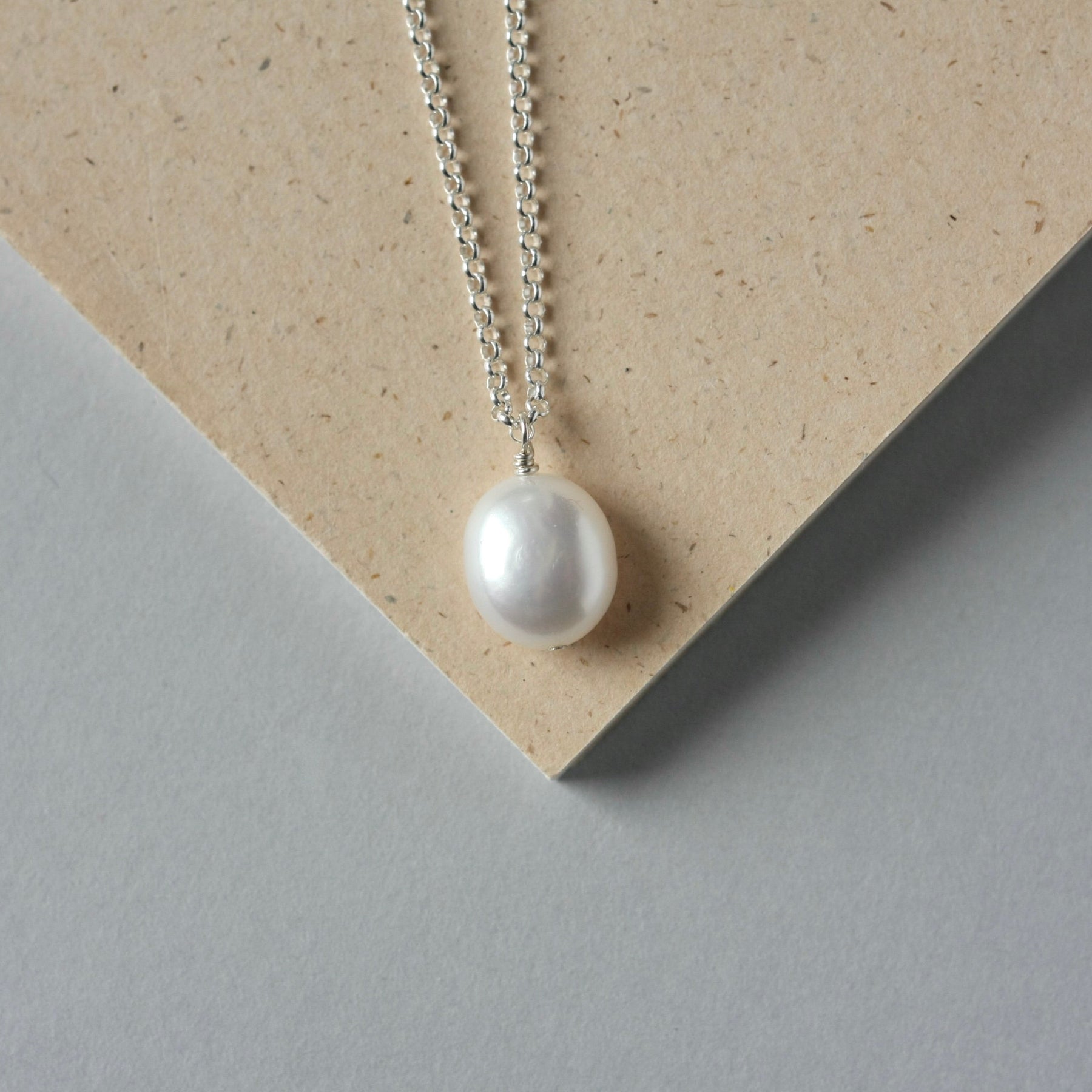 Silver White Baroque Pearl Necklace