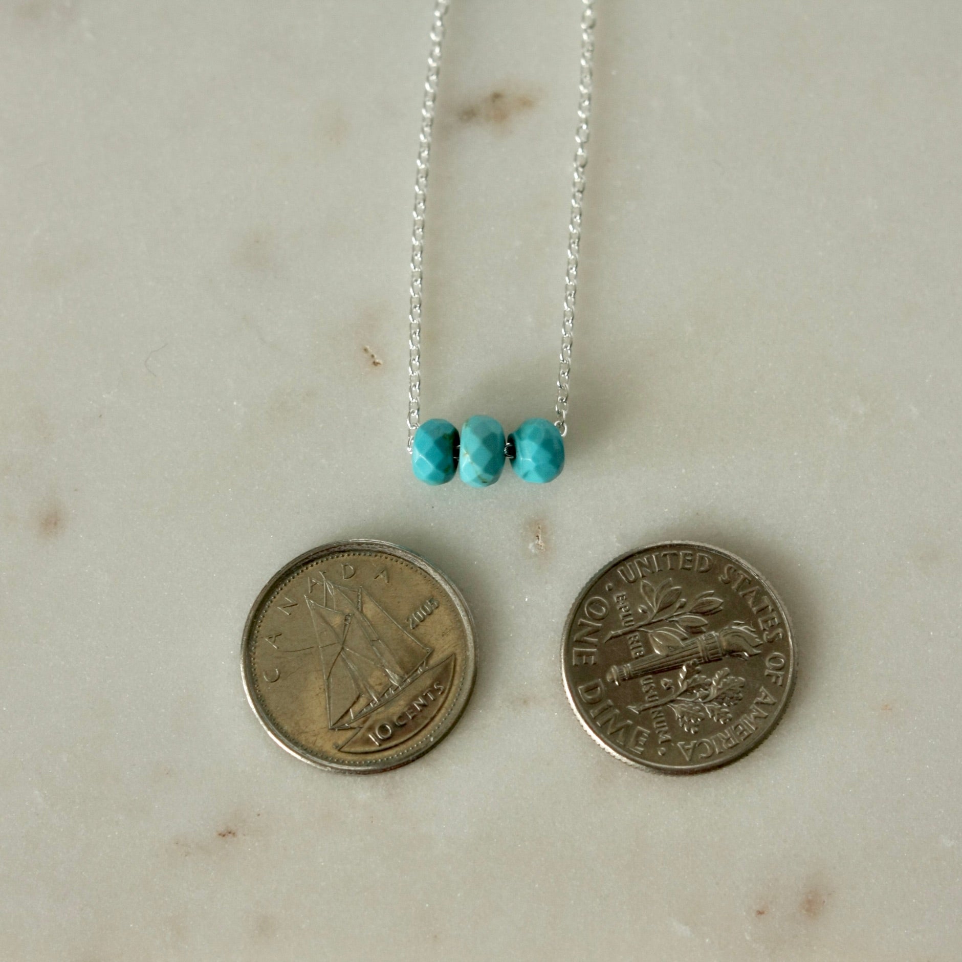 Silver Faceted Turquoise Necklace