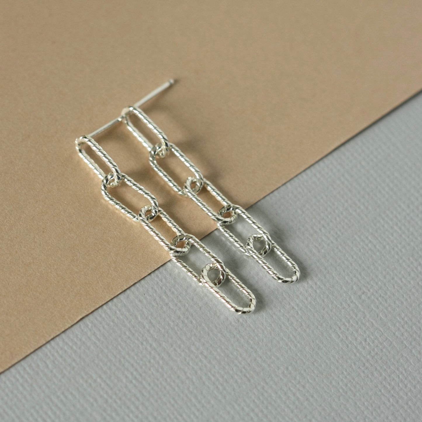 Sterling Silver Paper Clip Chain Earrings