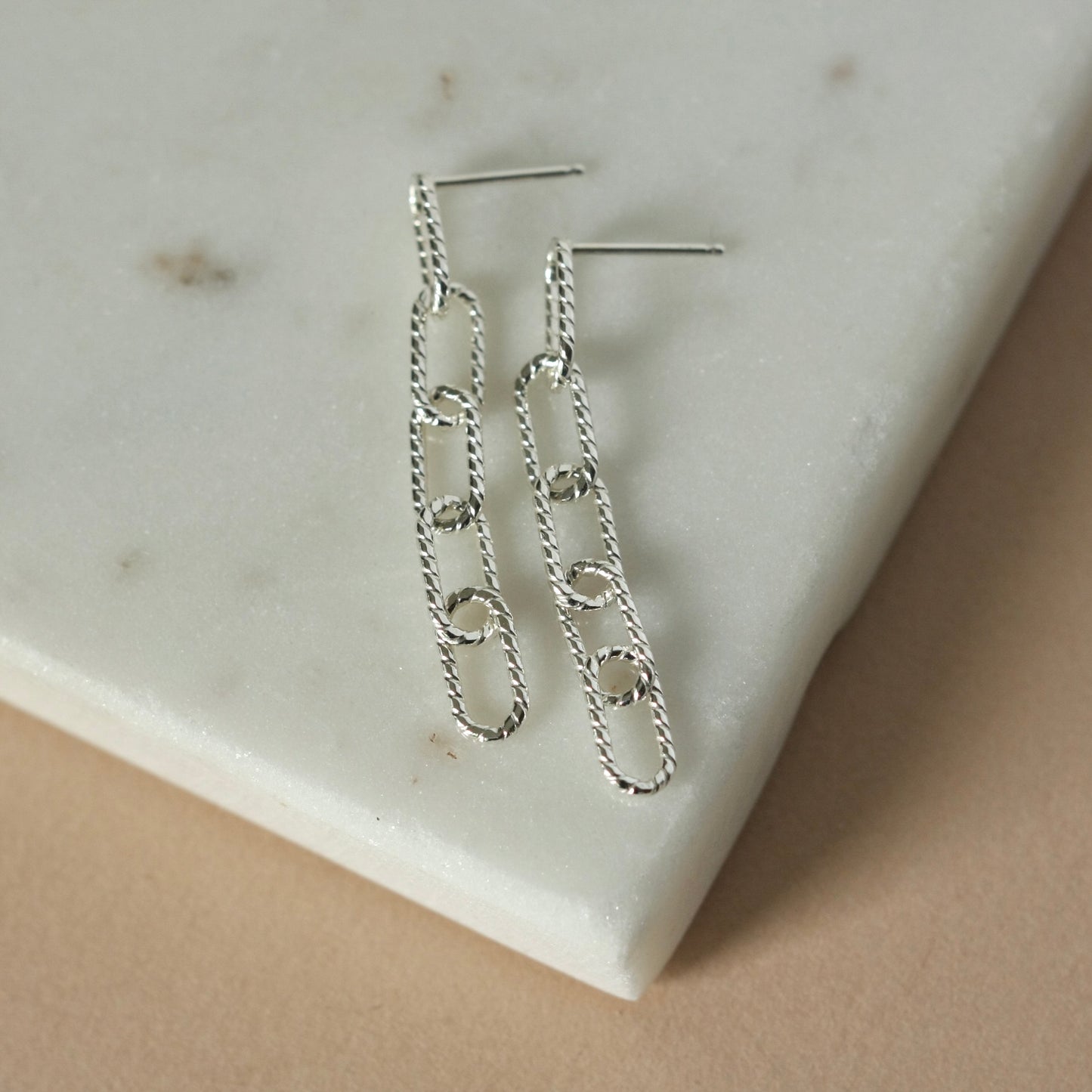 Sterling Silver Paper Clip Chain Earrings