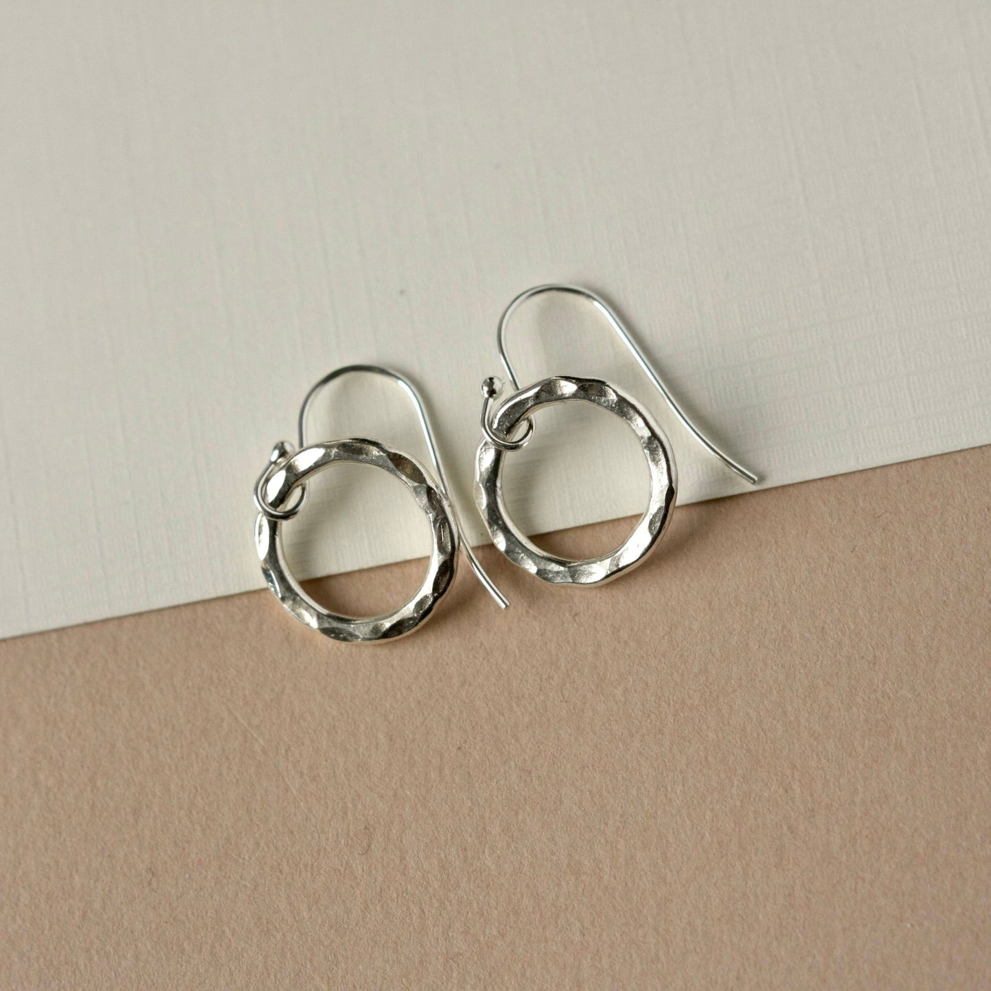Hammered Sterling Silver Circle Earrings
