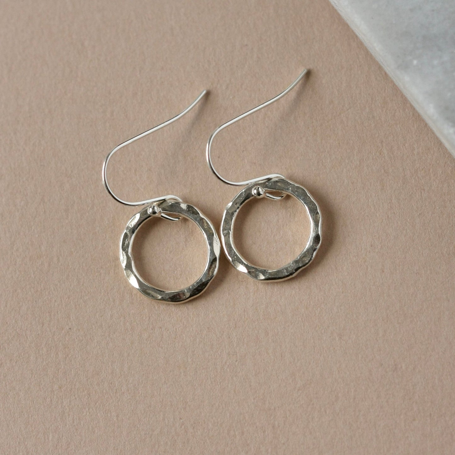 Hammered Sterling Silver Circle Earrings