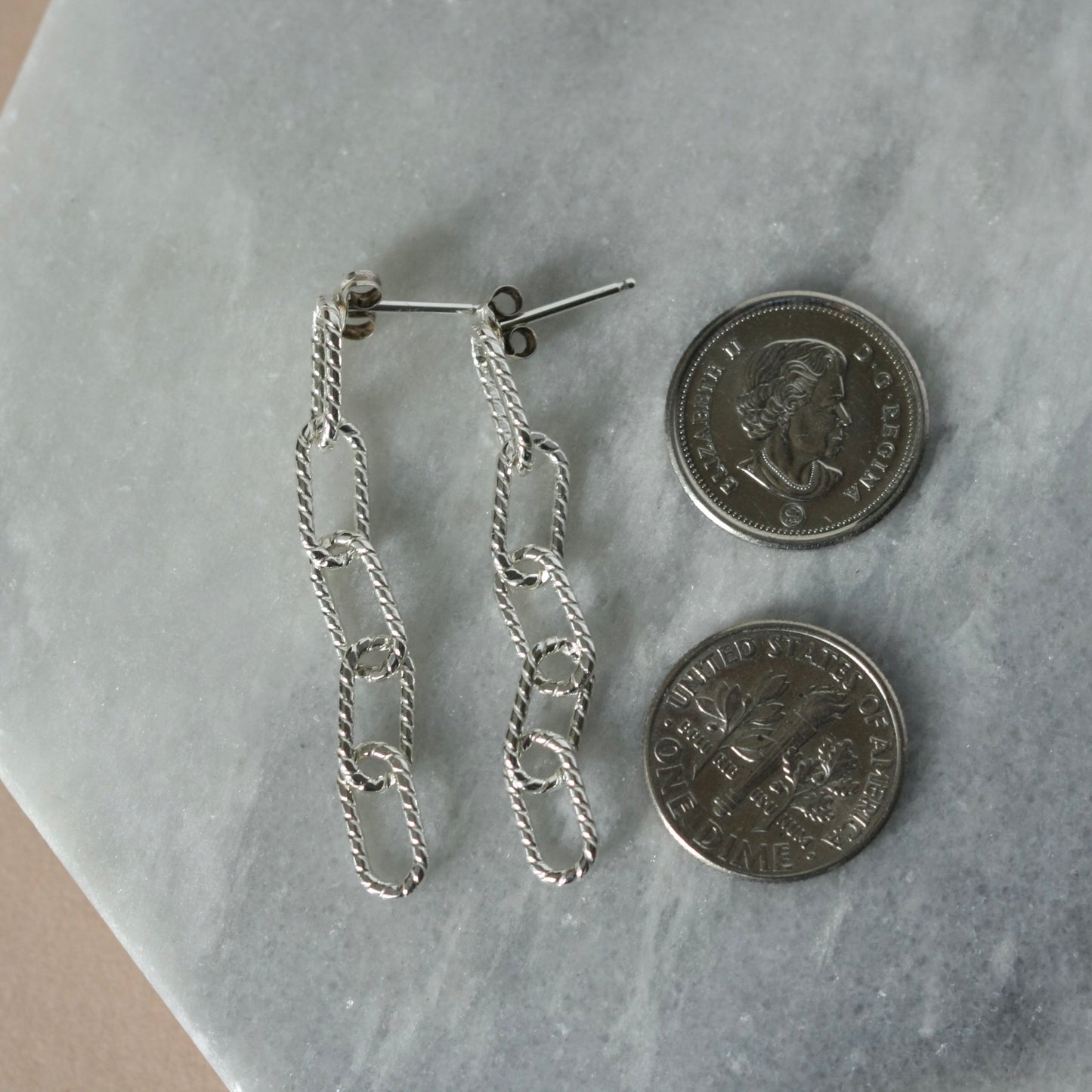 Sterling Silver Paper Clip Chain Earrings