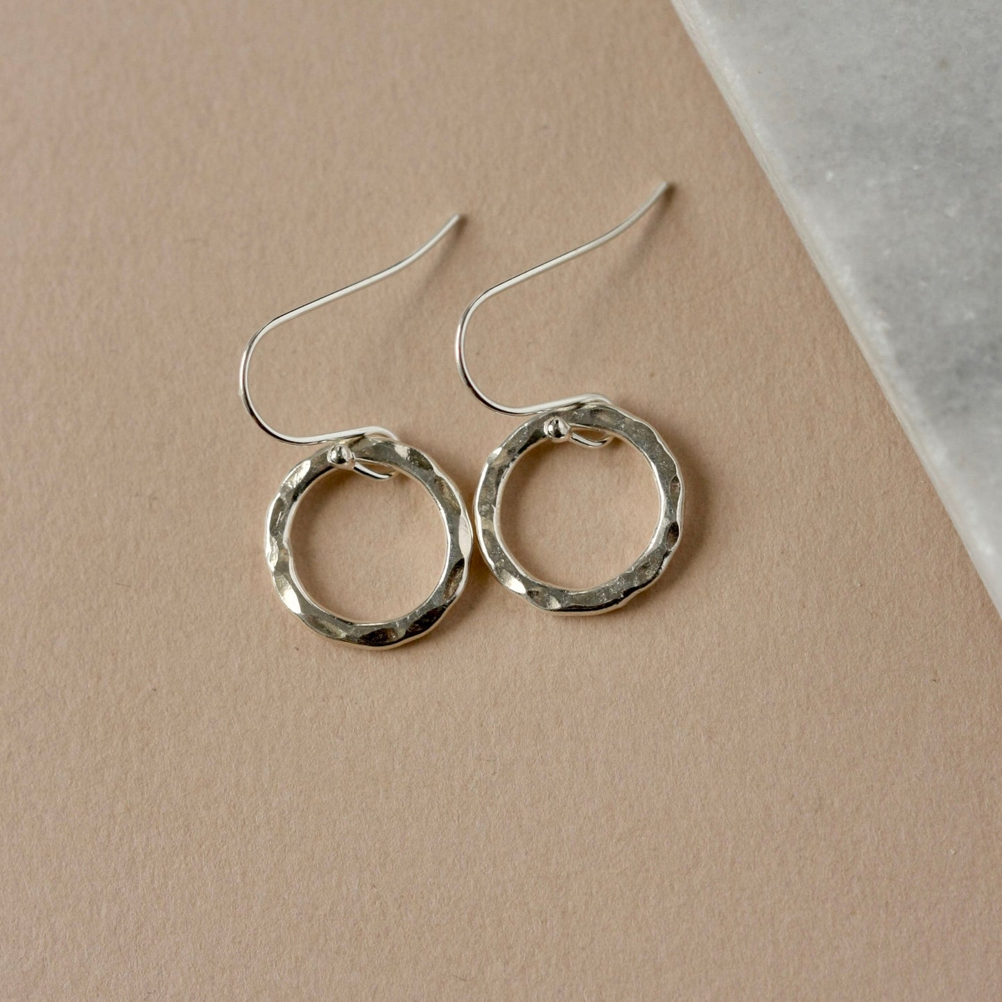 Hammered Sterling Silver Circle Earrings