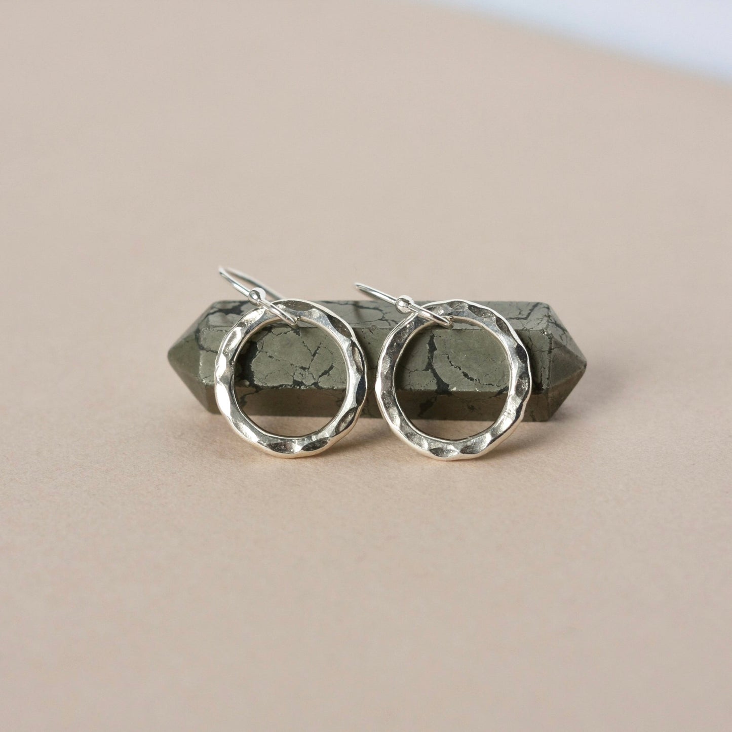 Hammered Sterling Silver Circle Earrings