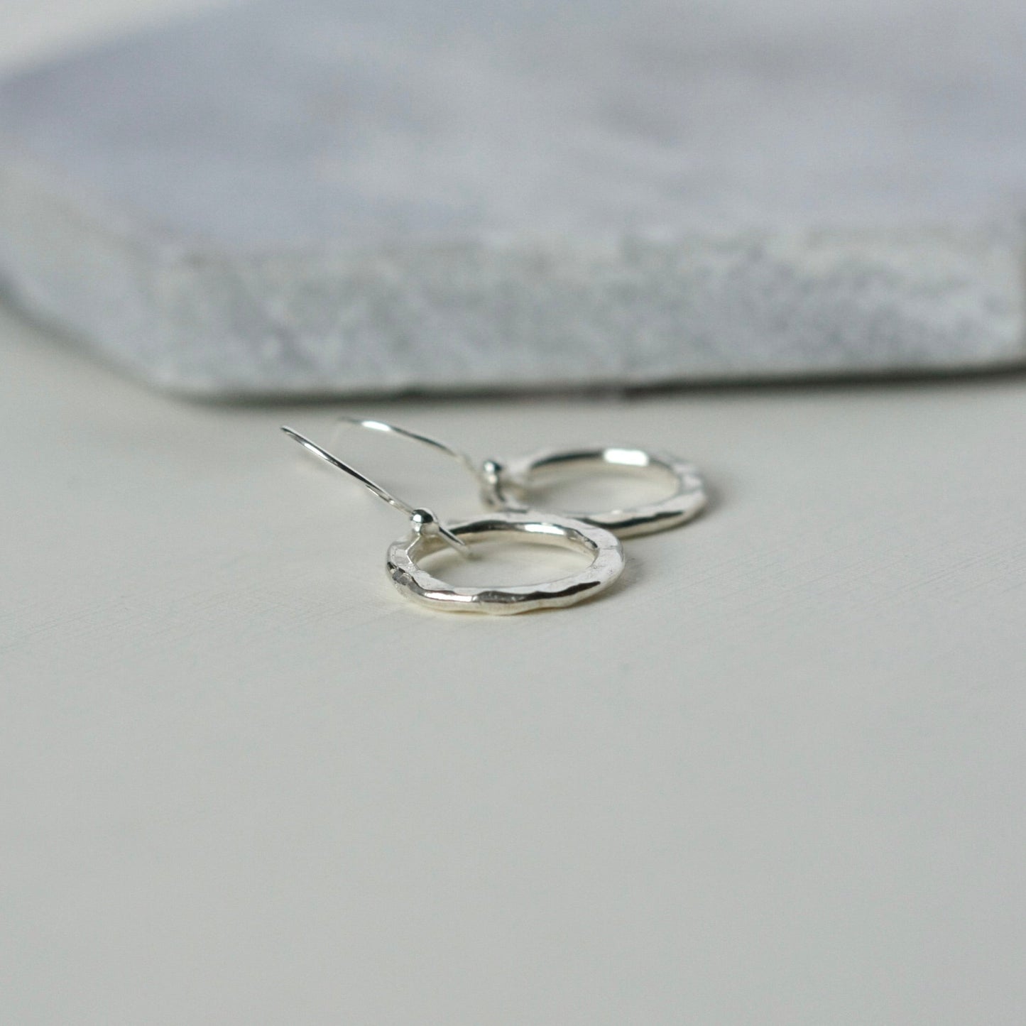 Hammered Sterling Silver Circle Earrings