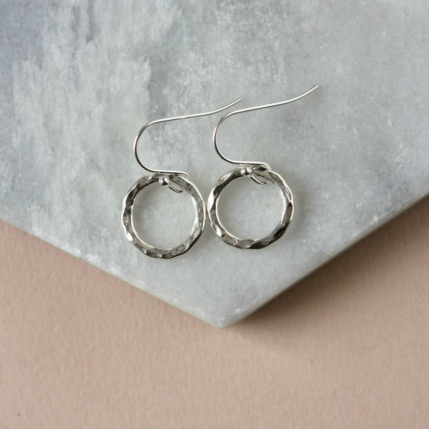 Hammered Sterling Silver Circle Earrings