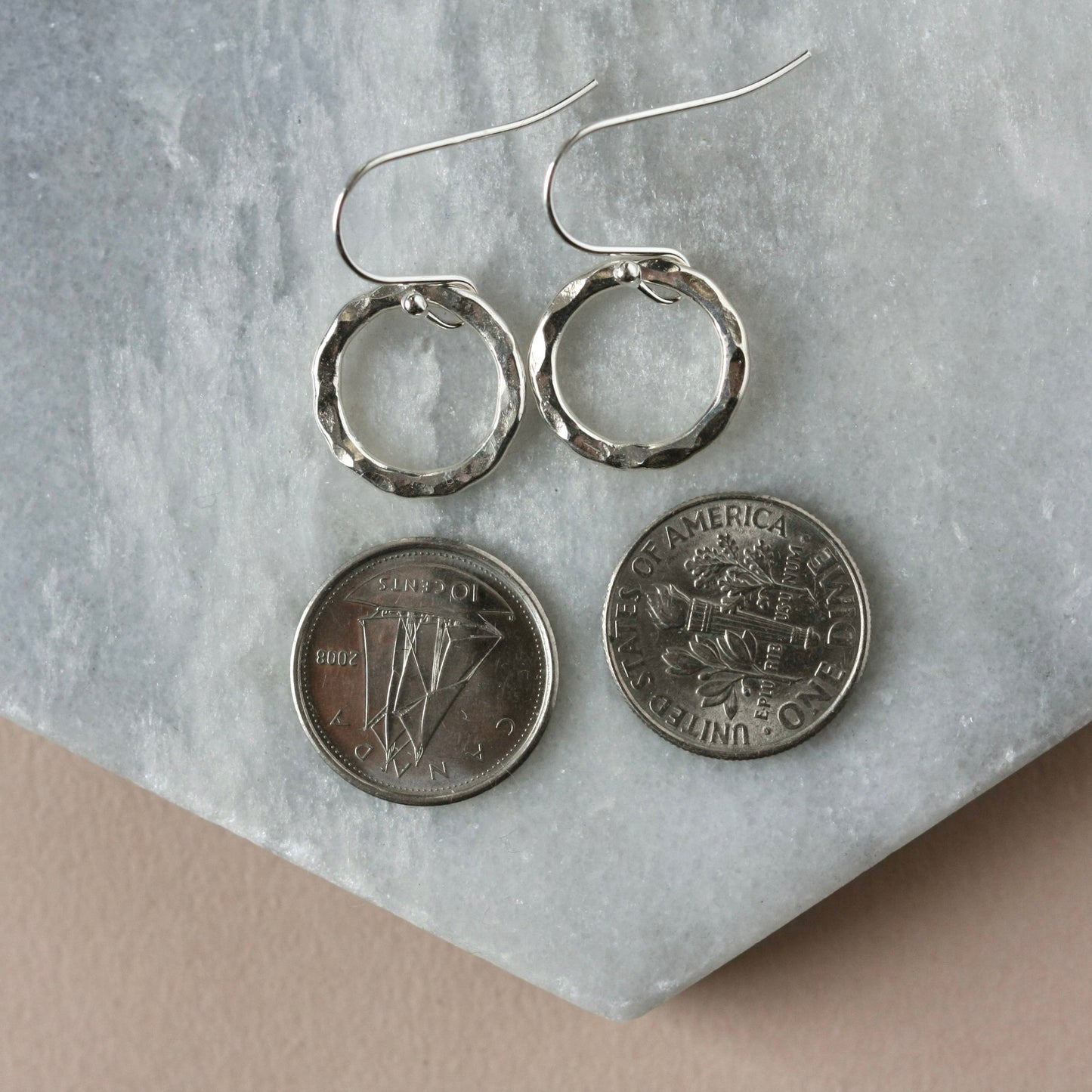 Hammered Sterling Silver Circle Earrings