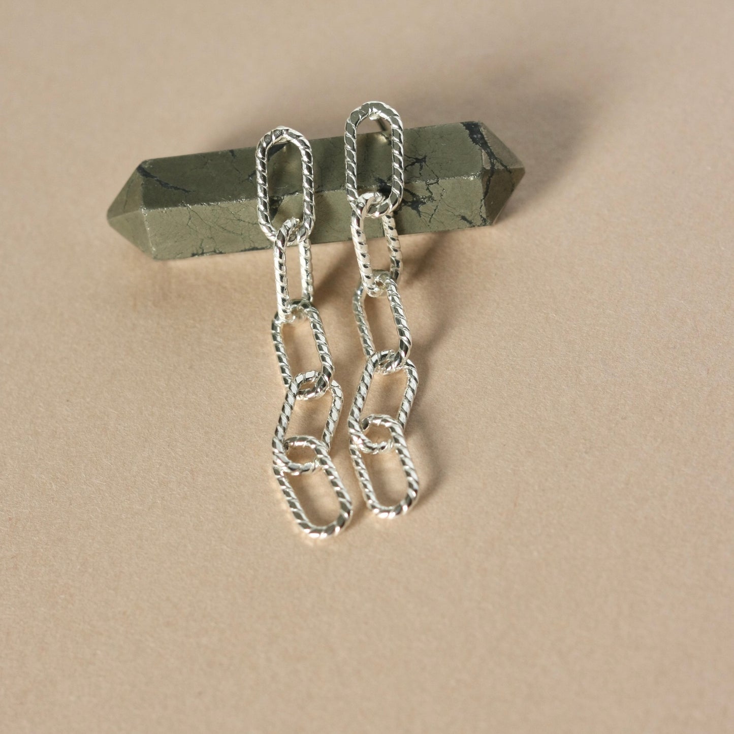 Sterling Silver Paper Clip Chain Earrings