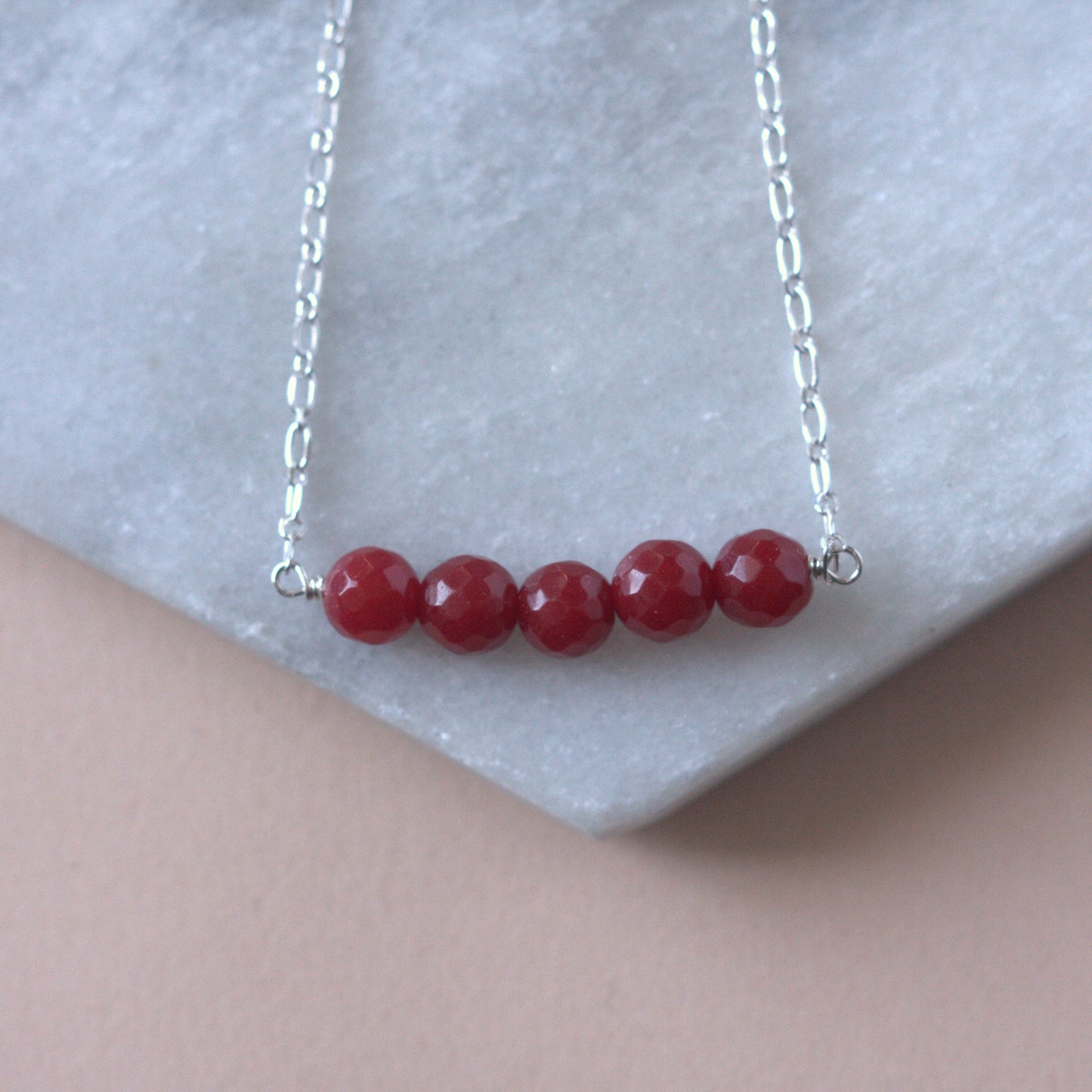 Red Jade Bead Necklace