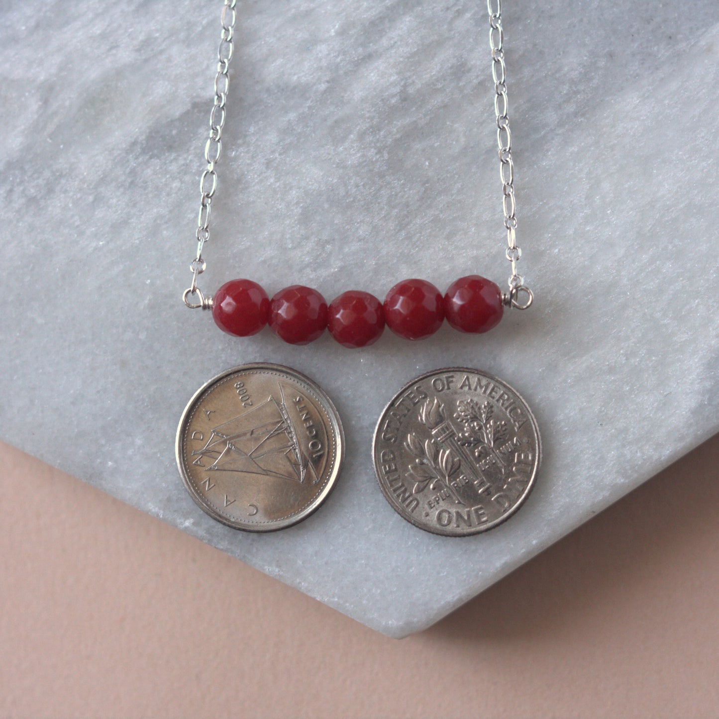 Red Jade Bead Necklace