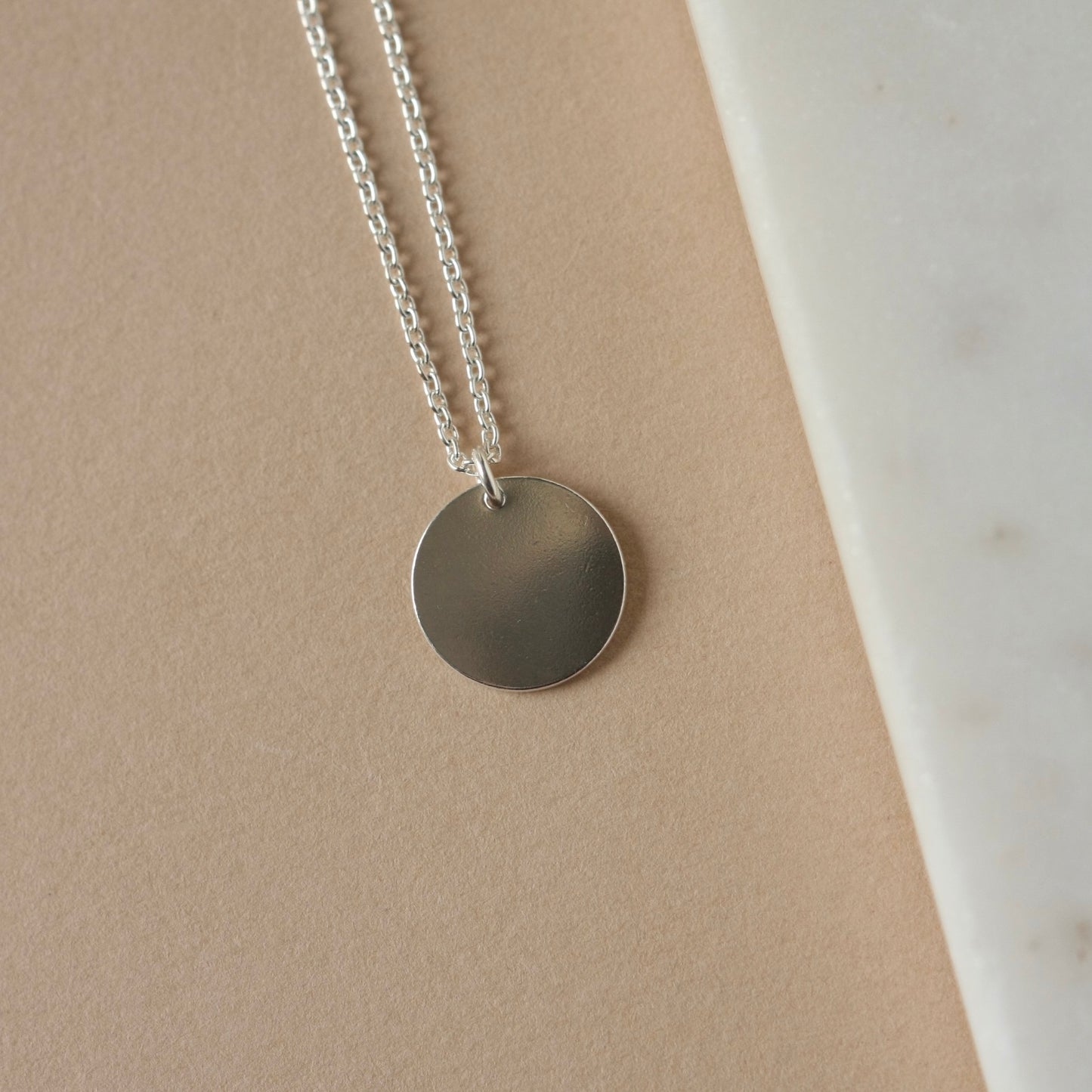 Big Sterling Silver Disc Necklace