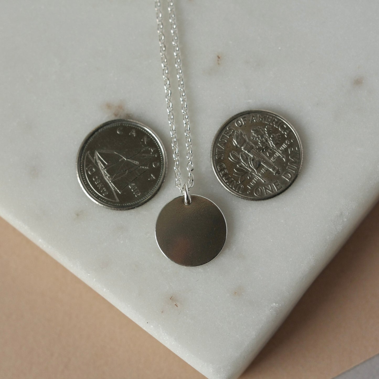 Big Sterling Silver Disc Necklace