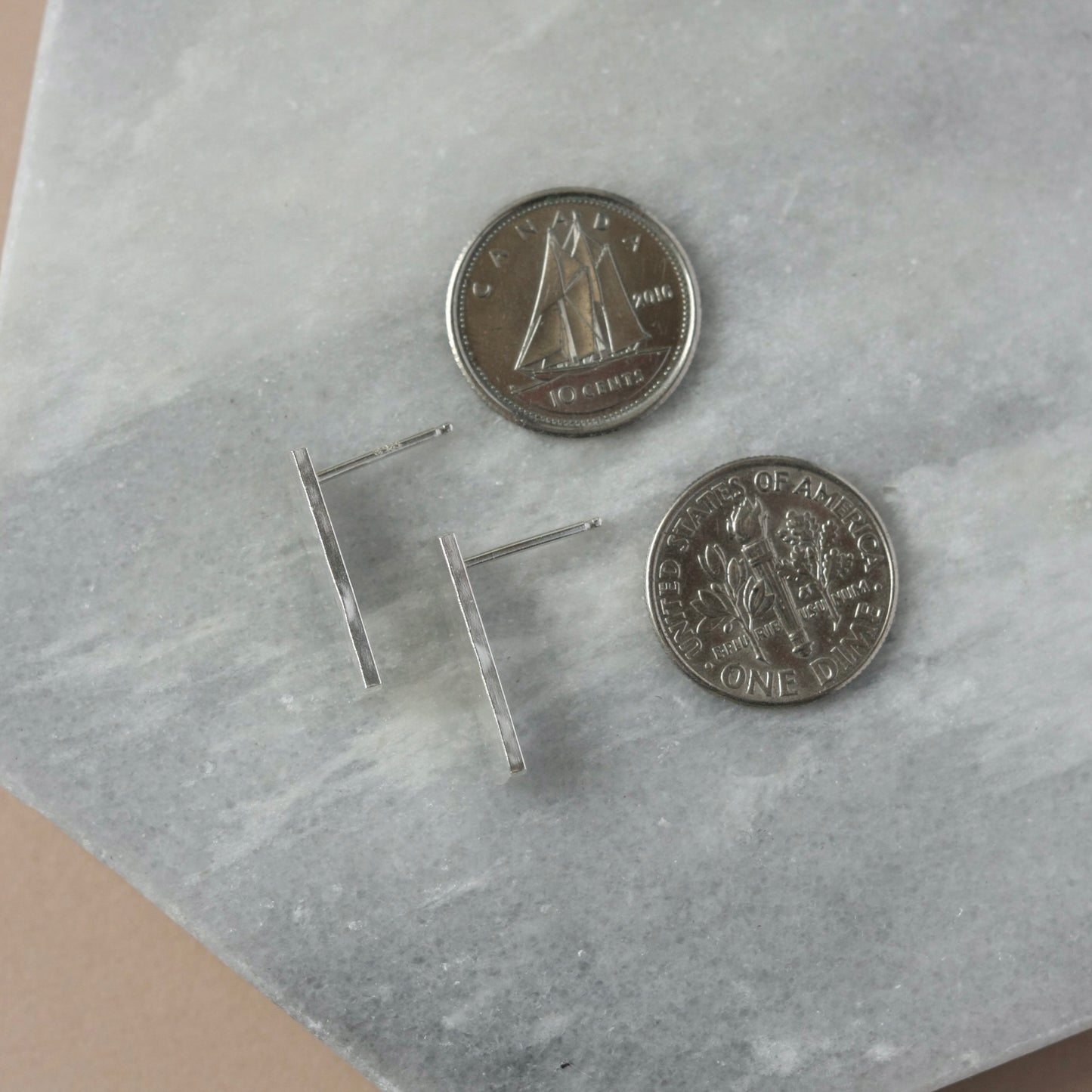 Hammered Sterling Silver Bar Stud Earrings