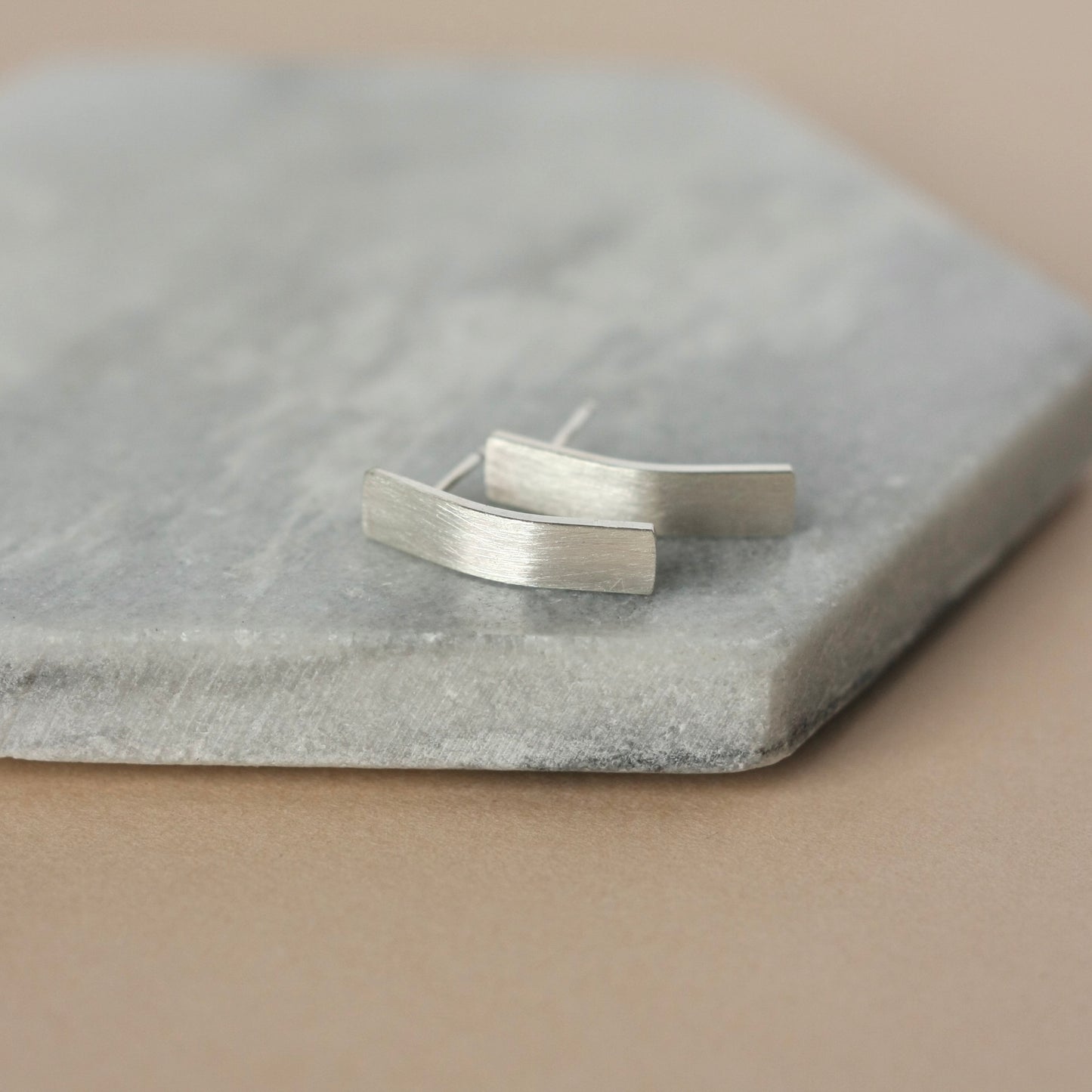 Sterling Silver Curved Bar Stud Earrings