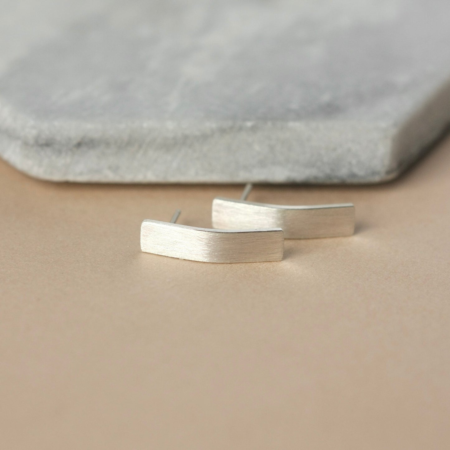 Sterling Silver Curved Bar Stud Earrings