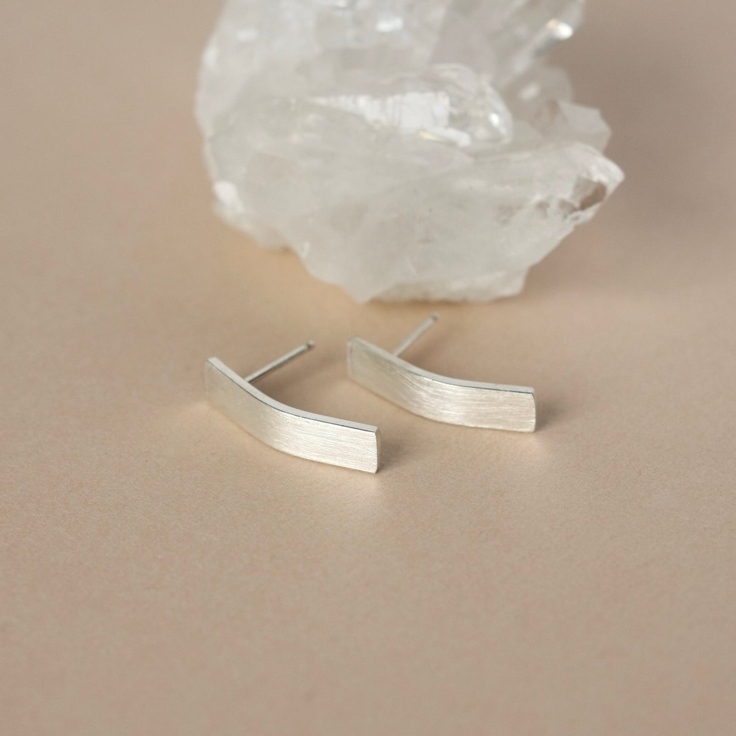 Sterling Silver Curved Bar Stud Earrings