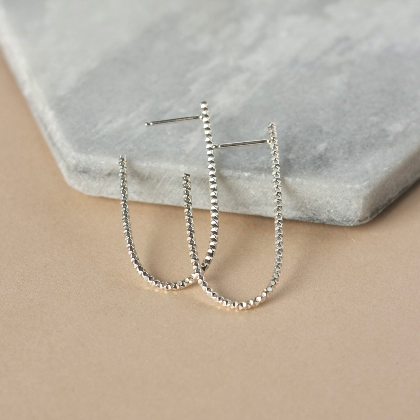 Long Sterling Silver Oval Hoop Earrings