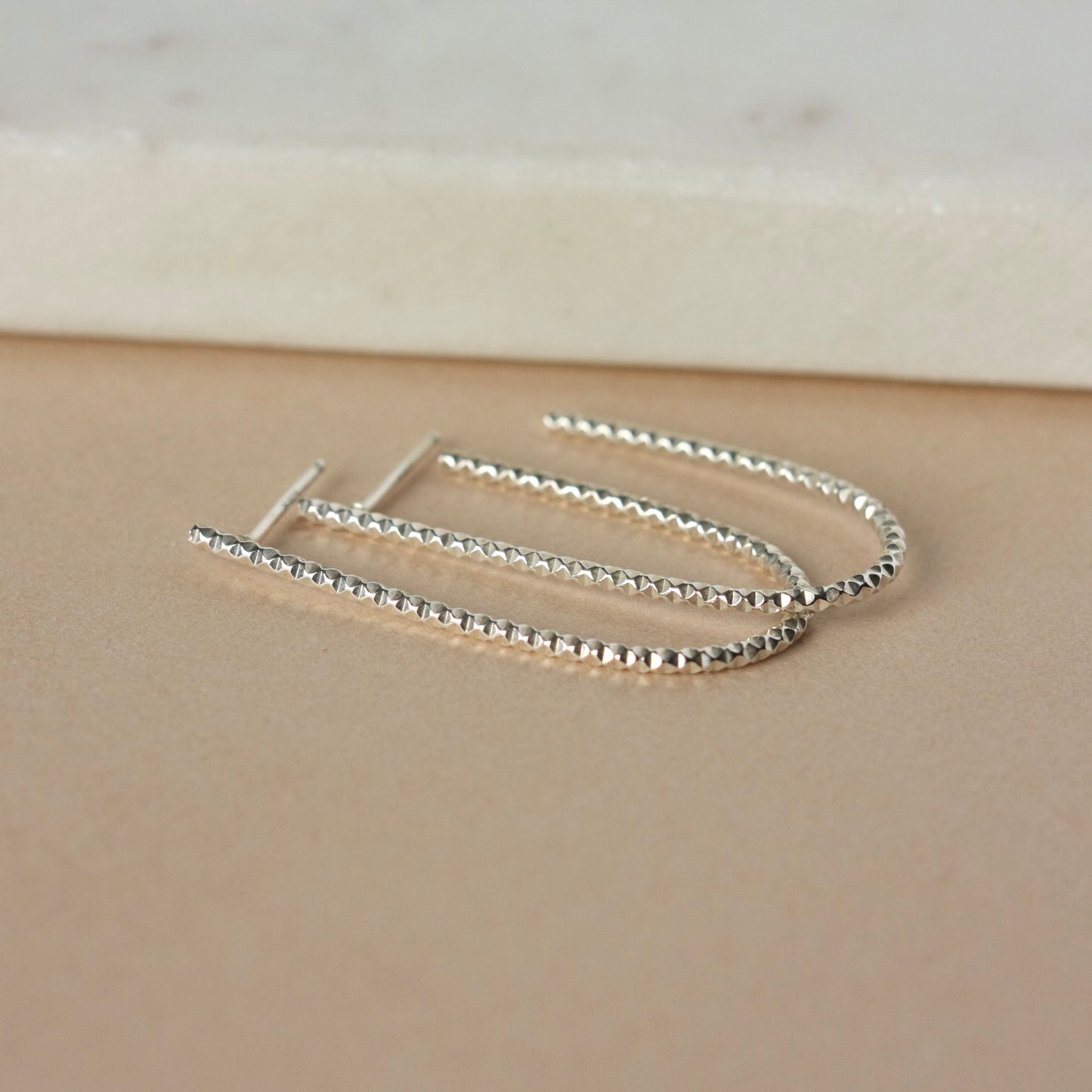 Long Sterling Silver Oval Hoop Earrings