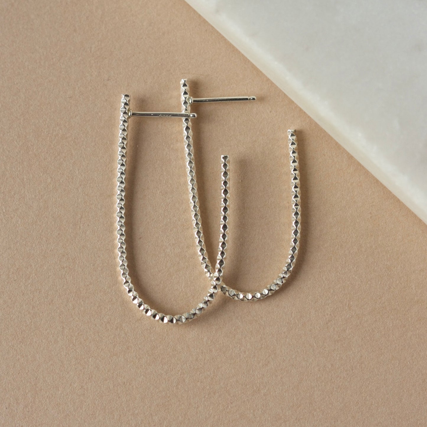 Long Sterling Silver Oval Hoop Earrings