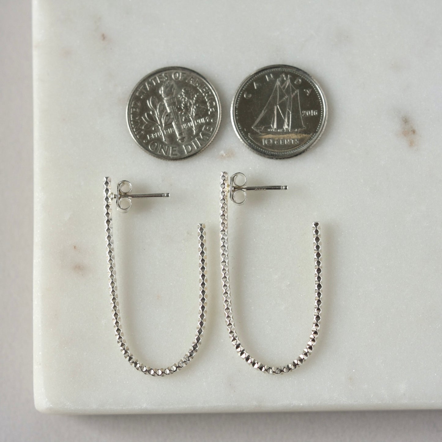 Long Sterling Silver Oval Hoop Earrings