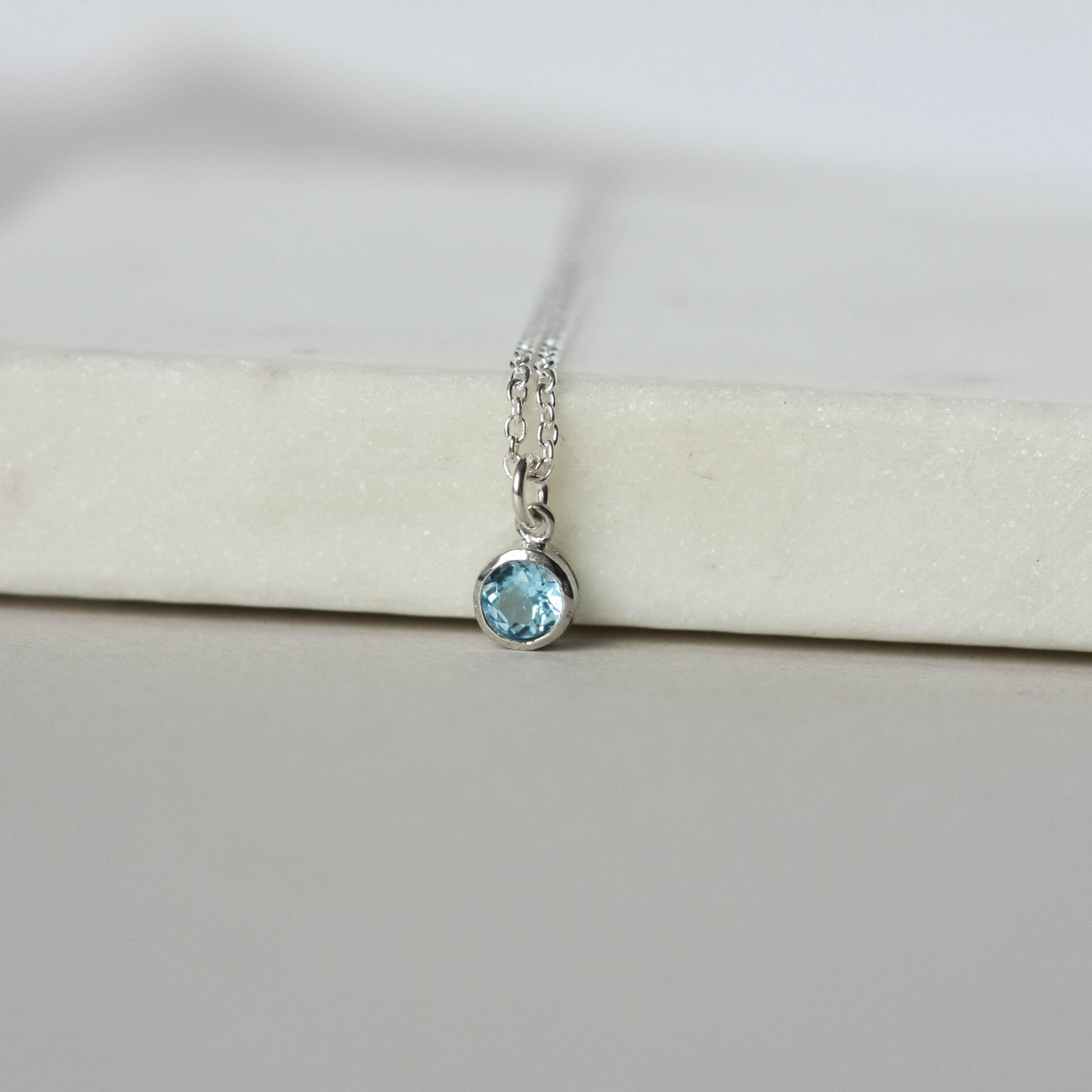 Blue Topaz Birthstone Necklace