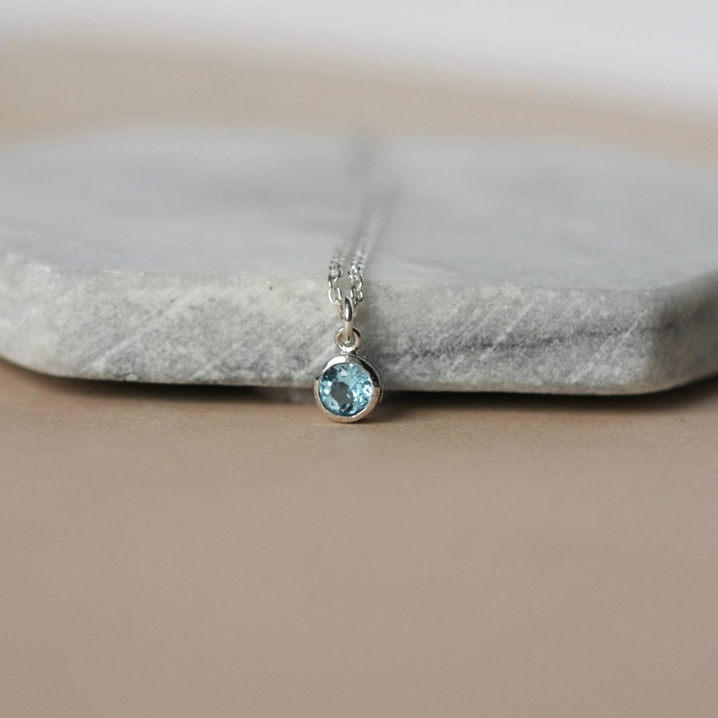 Blue Topaz Birthstone Necklace