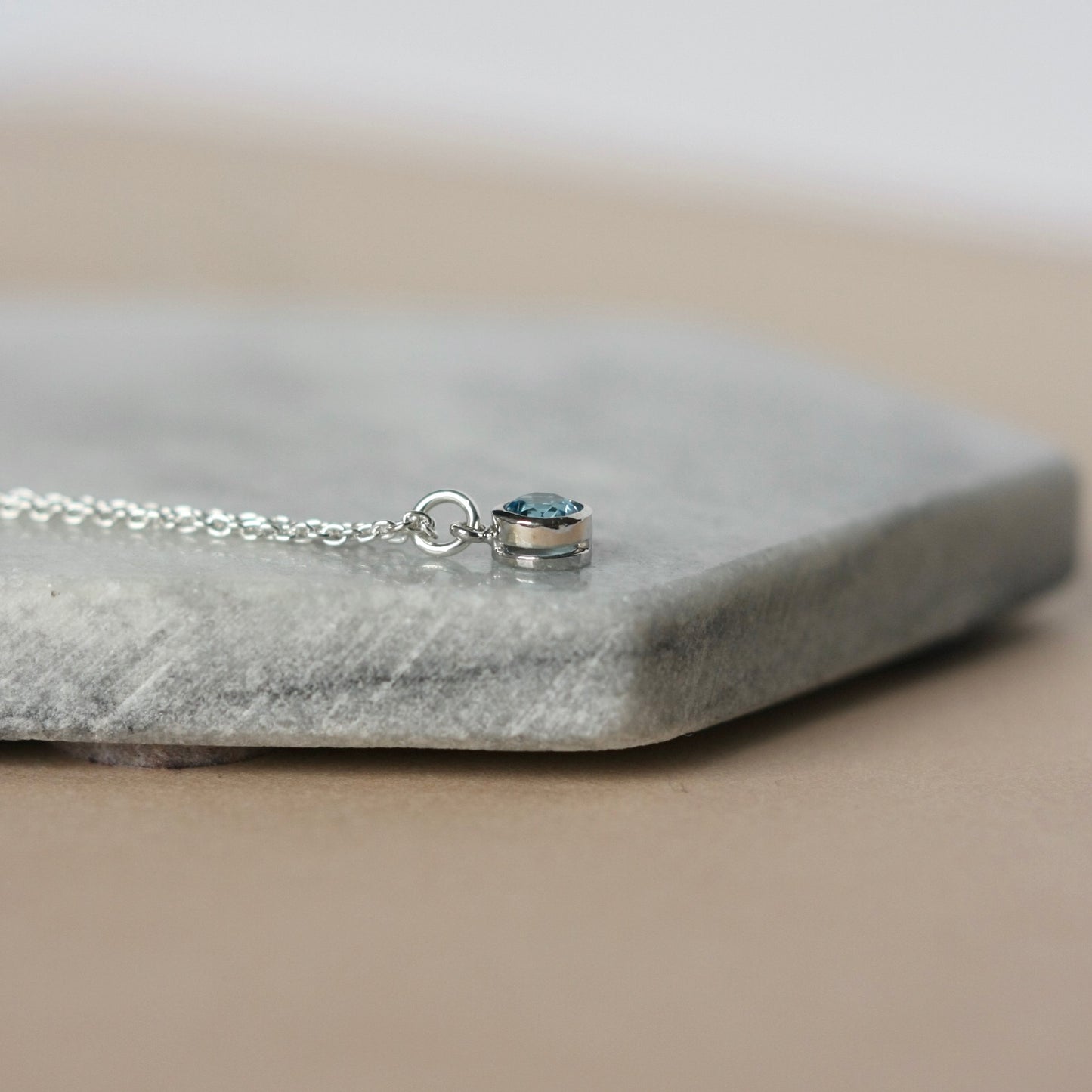 Blue Topaz Birthstone Necklace