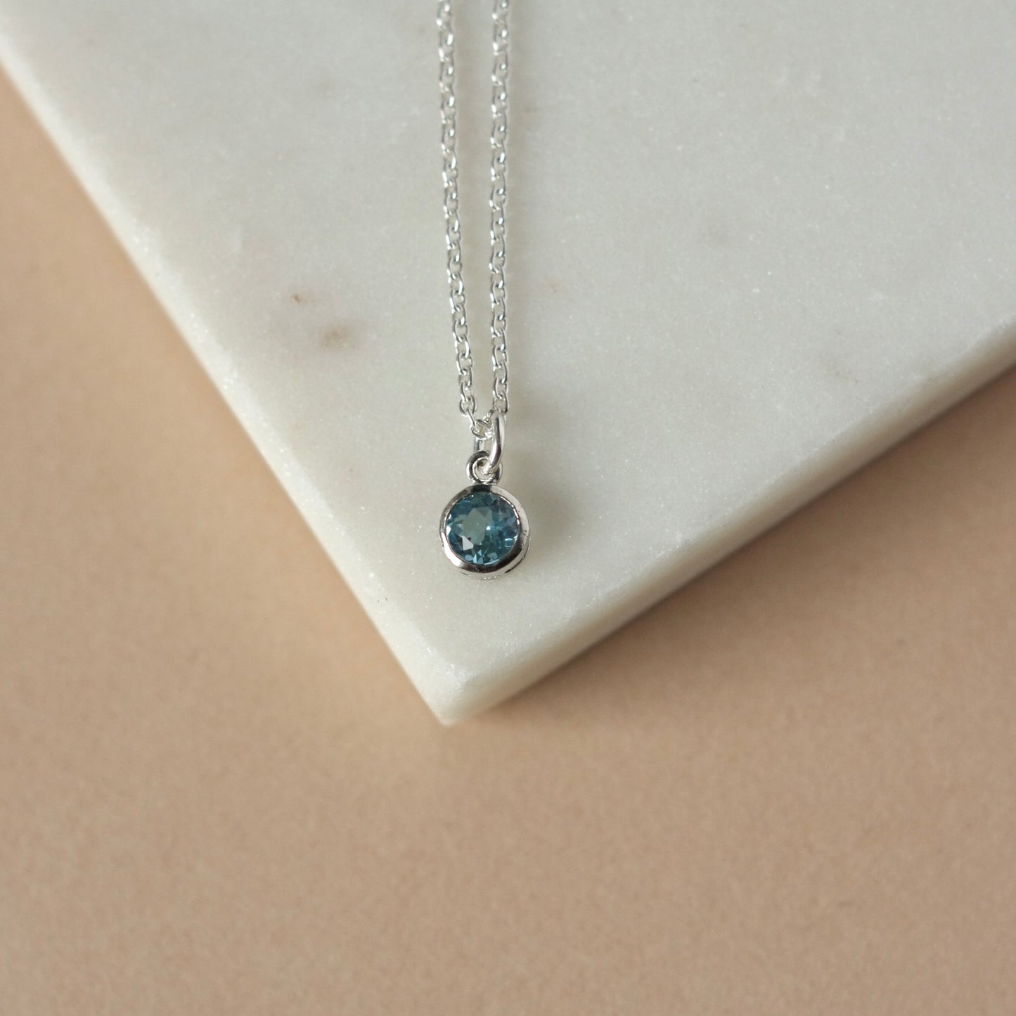 Blue Topaz Birthstone Necklace