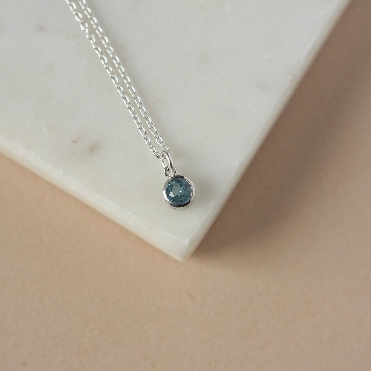 Blue Topaz Birthstone Necklace