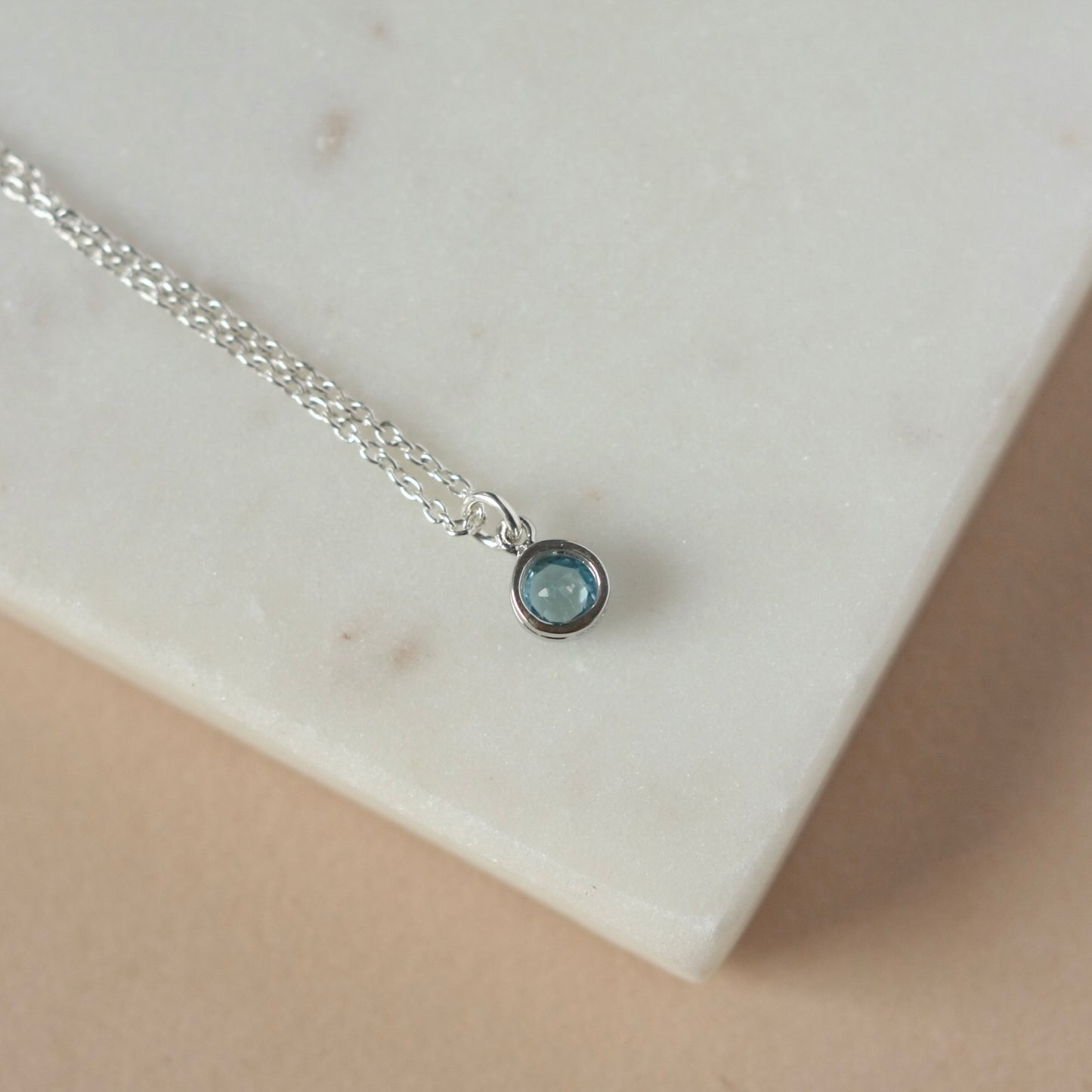 Blue Topaz Birthstone Necklace