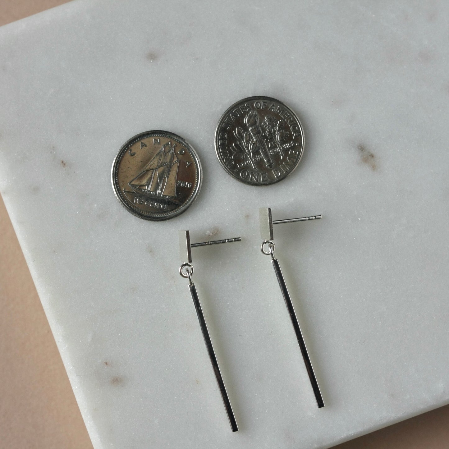 Long Silver Bar Earrings