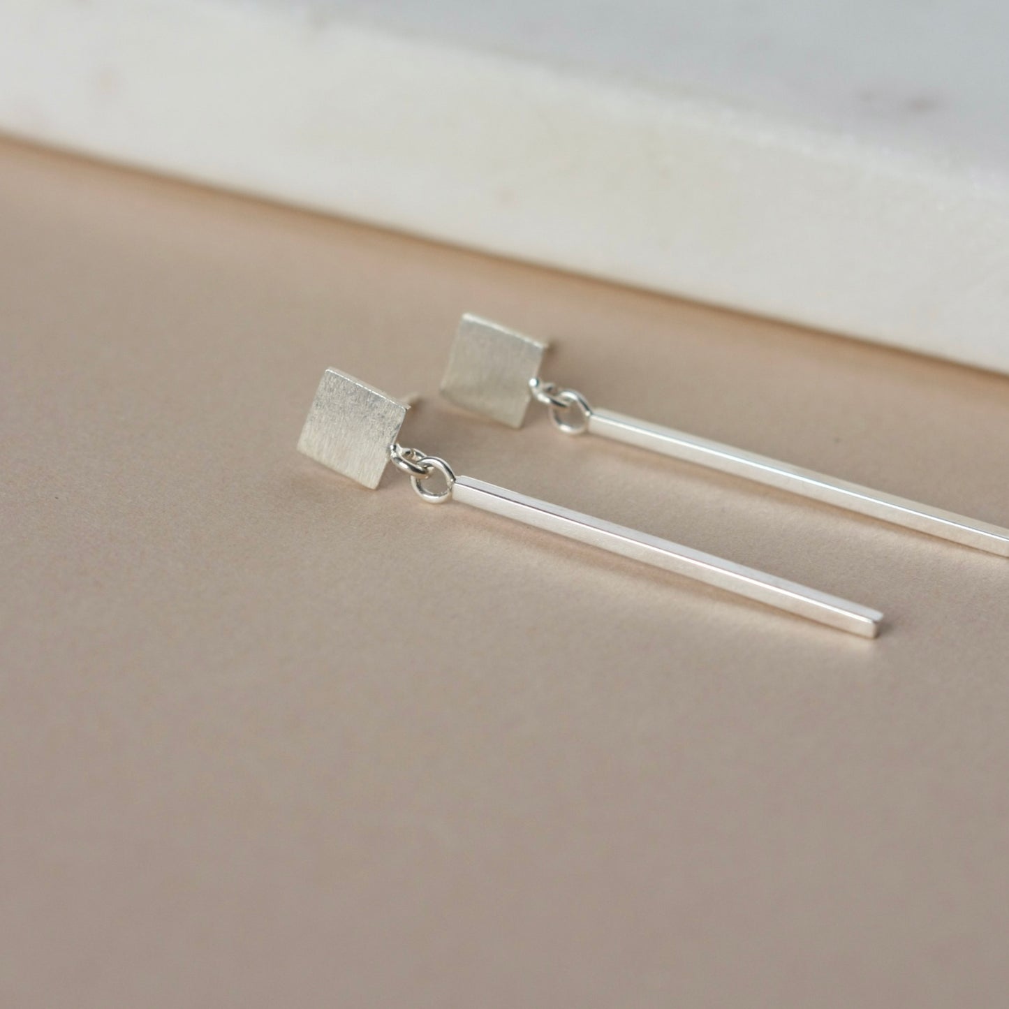 Long Silver Bar Earrings