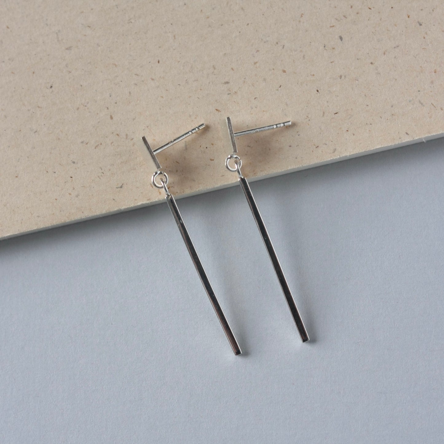 Long Silver Bar Earrings