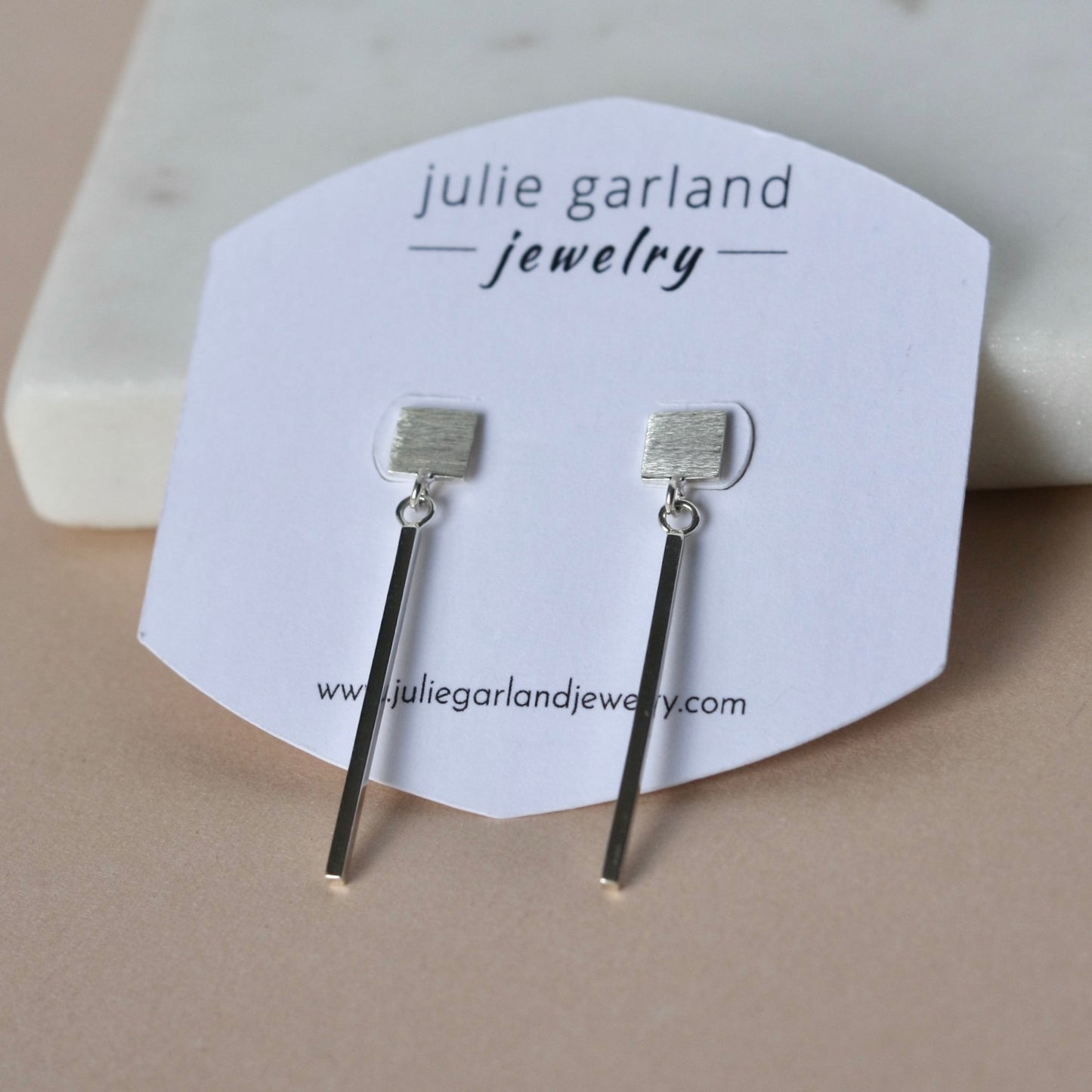 Long Silver Bar Earrings