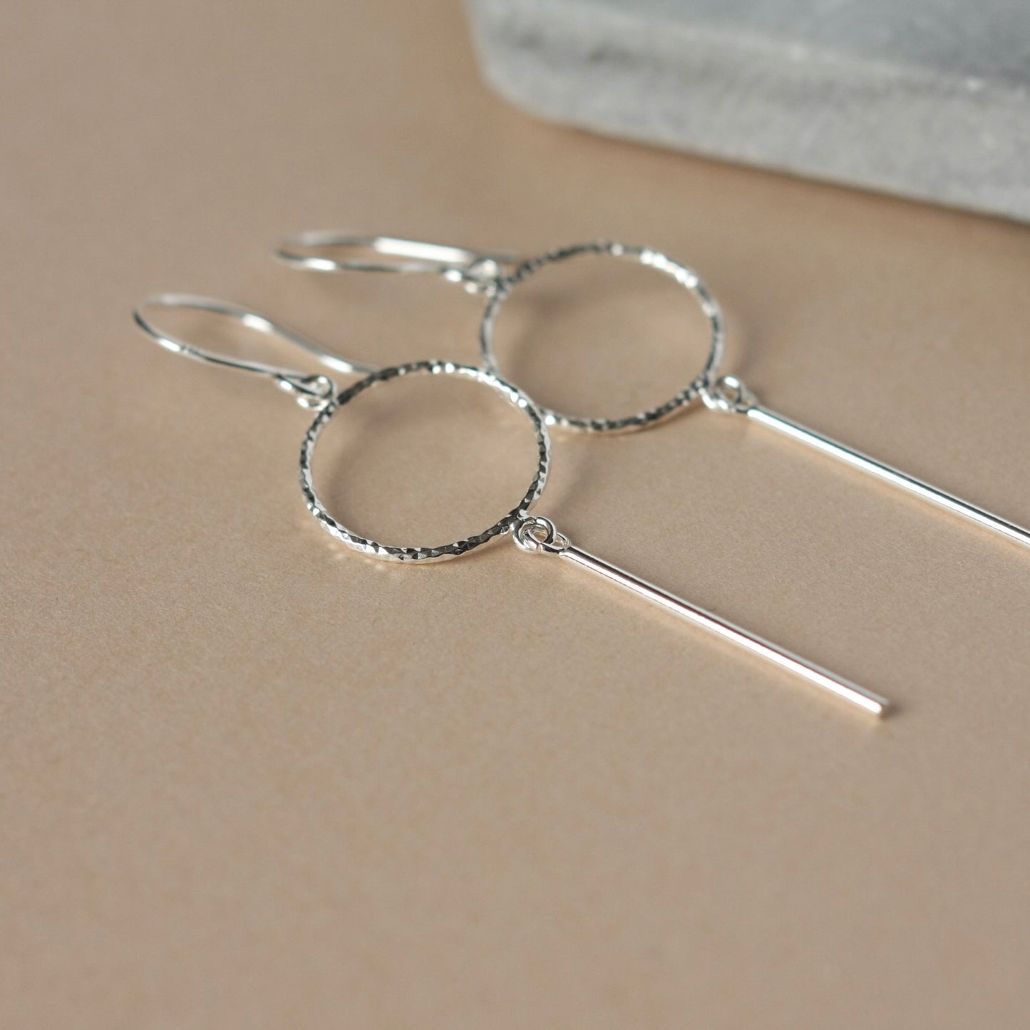 Silver Circle and Bar Earrings