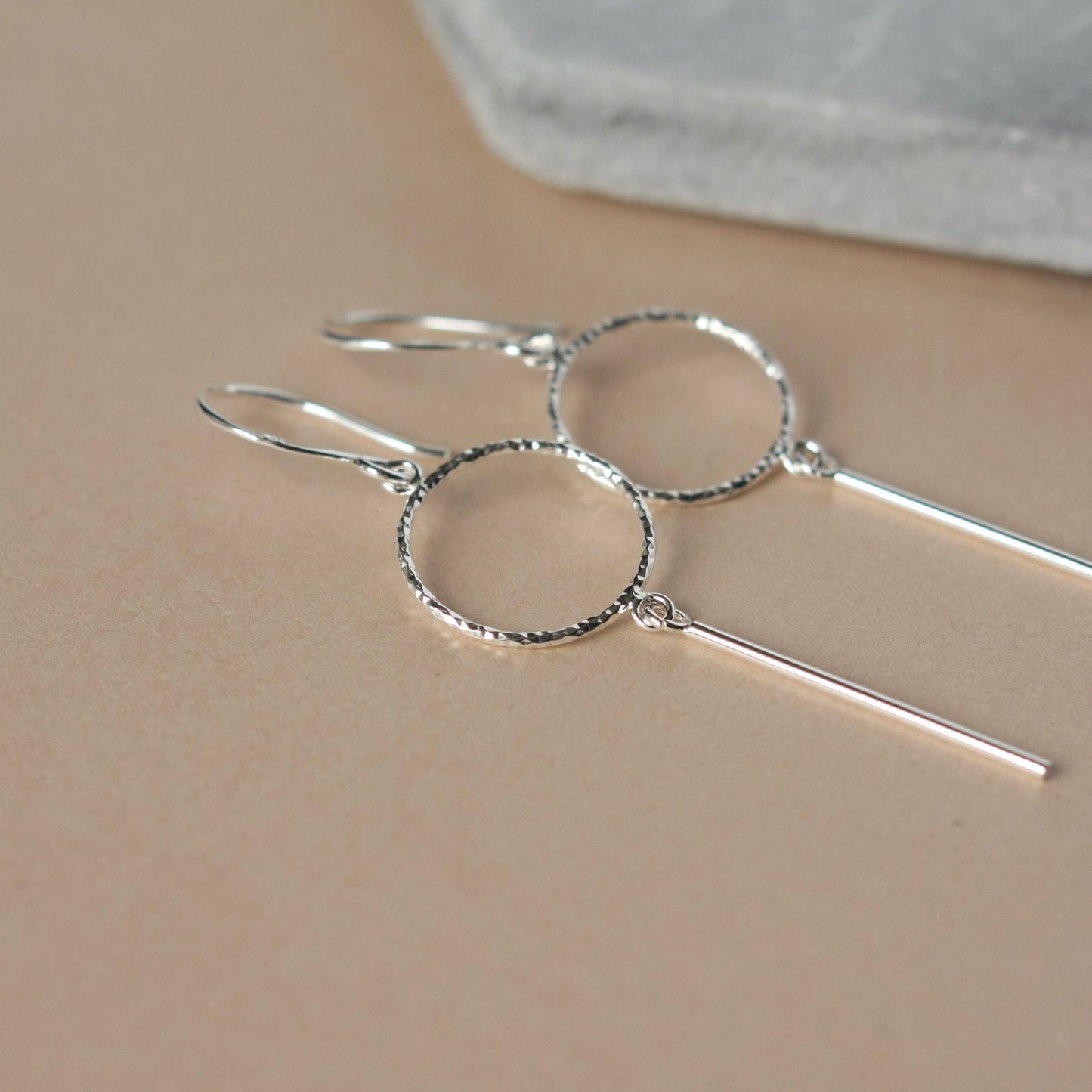 Silver Circle and Bar Earrings