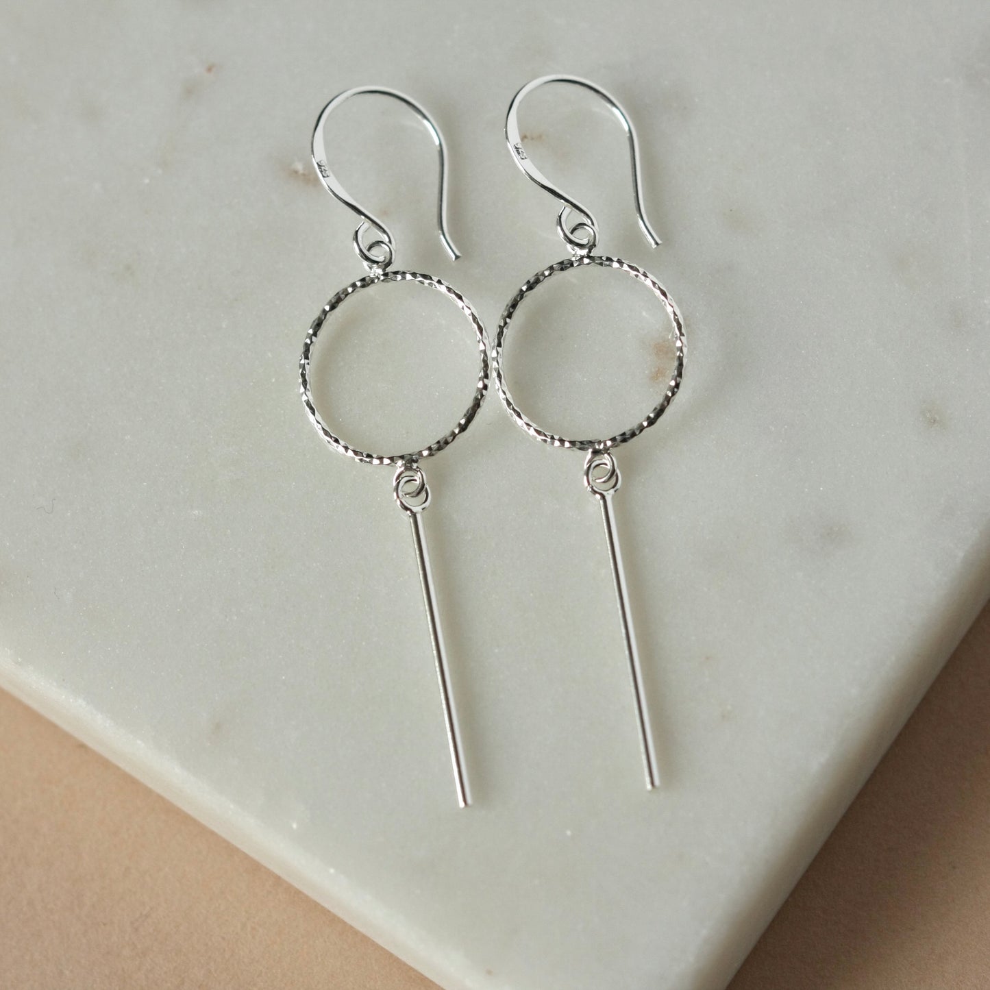 Silver Circle and Bar Earrings