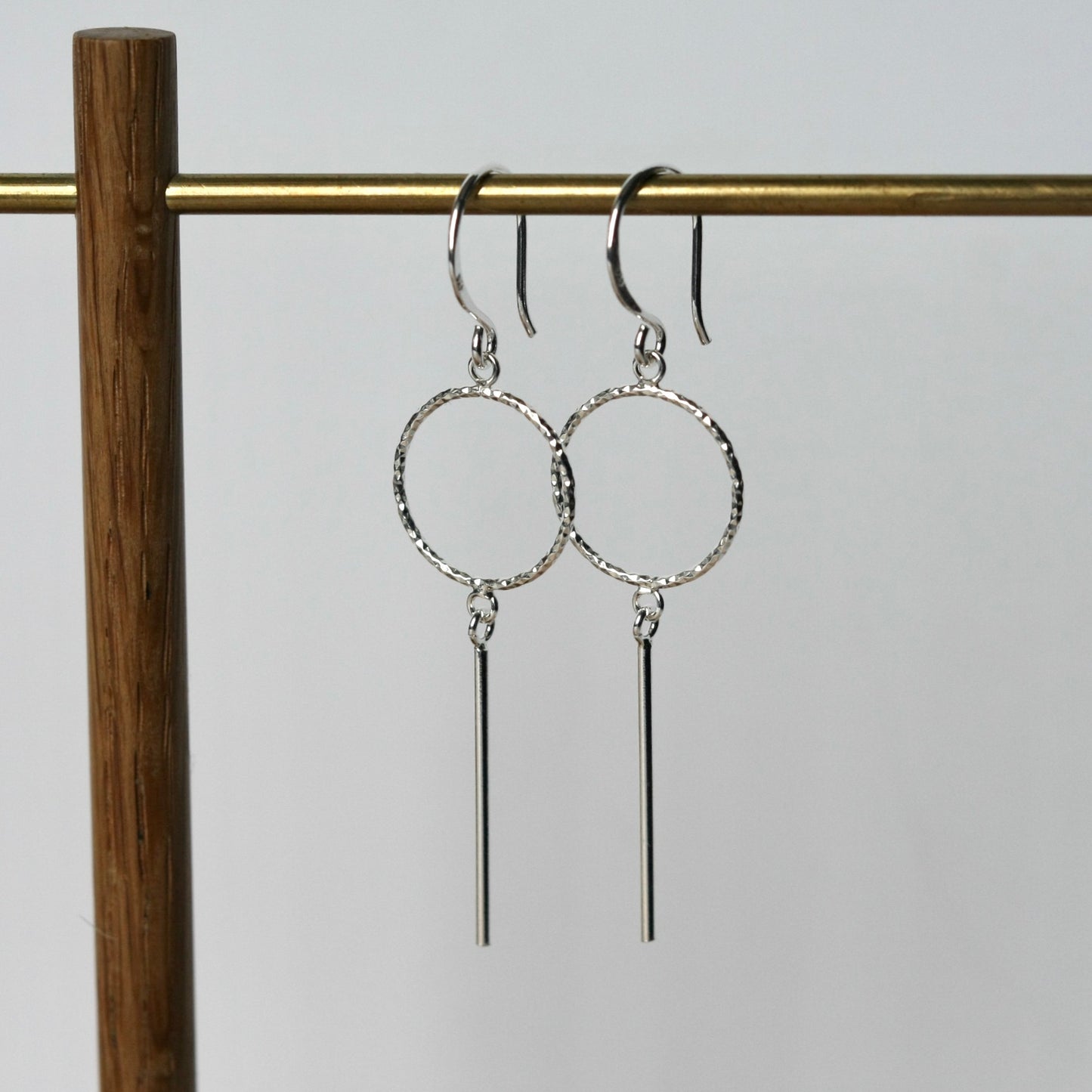 Silver Circle and Bar Earrings