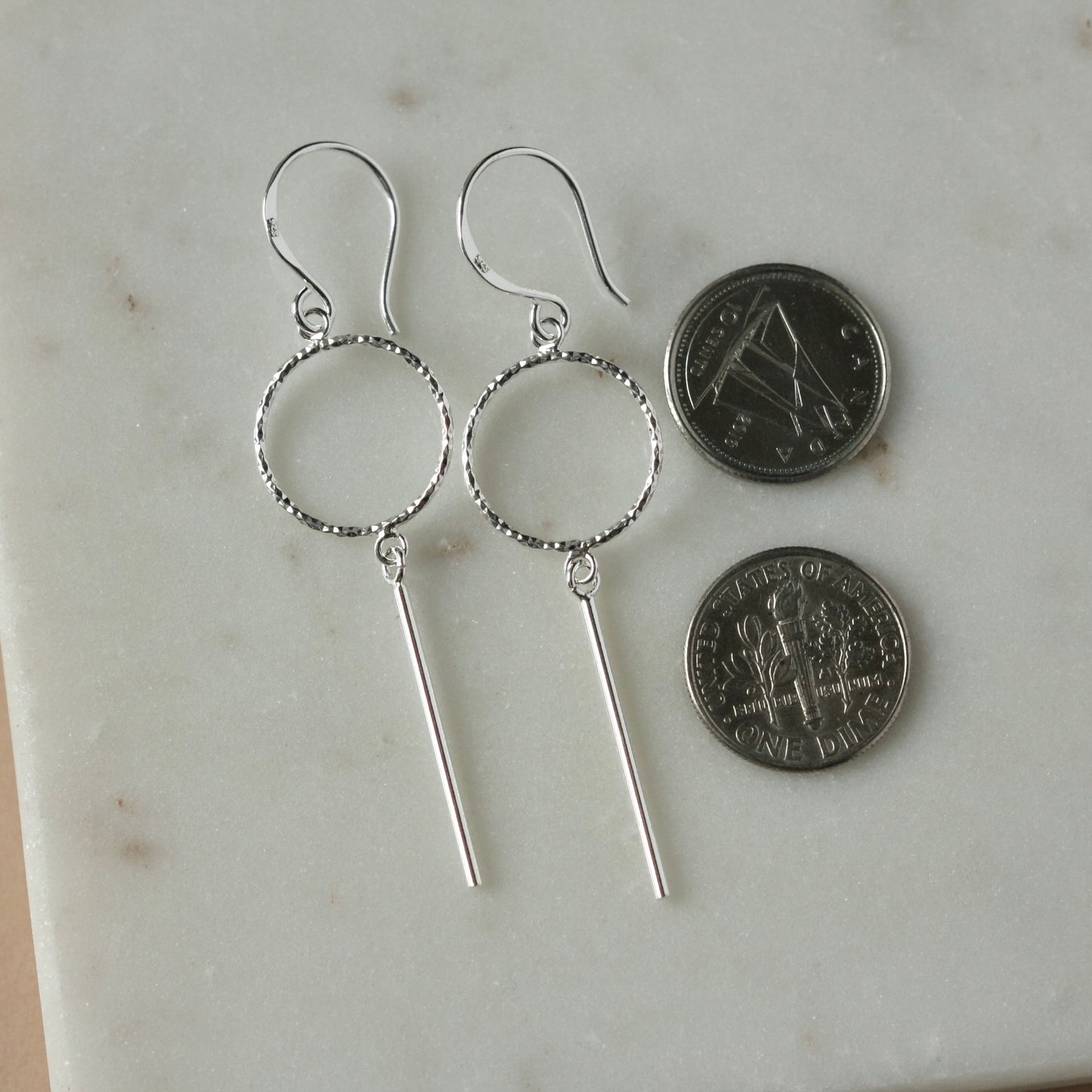 Silver Circle and Bar Earrings