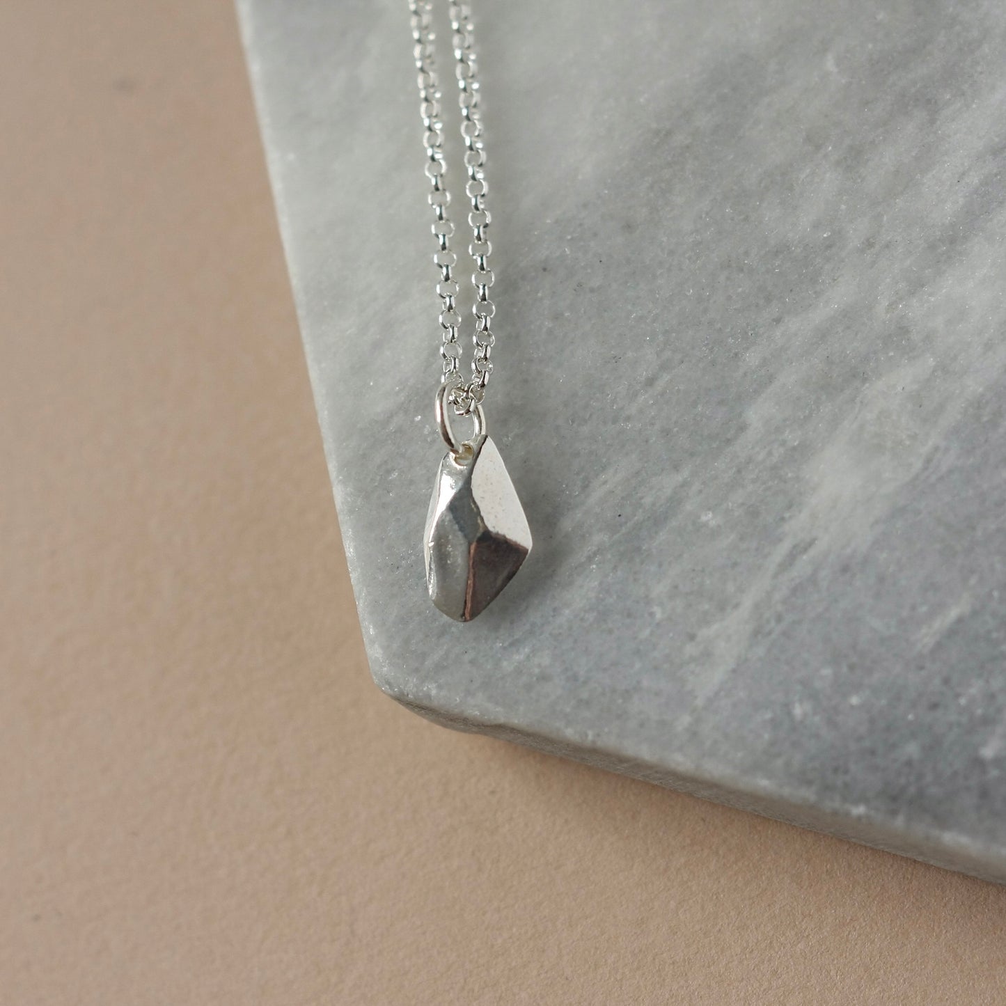 Sterling Silver Faceted Charm Necklace