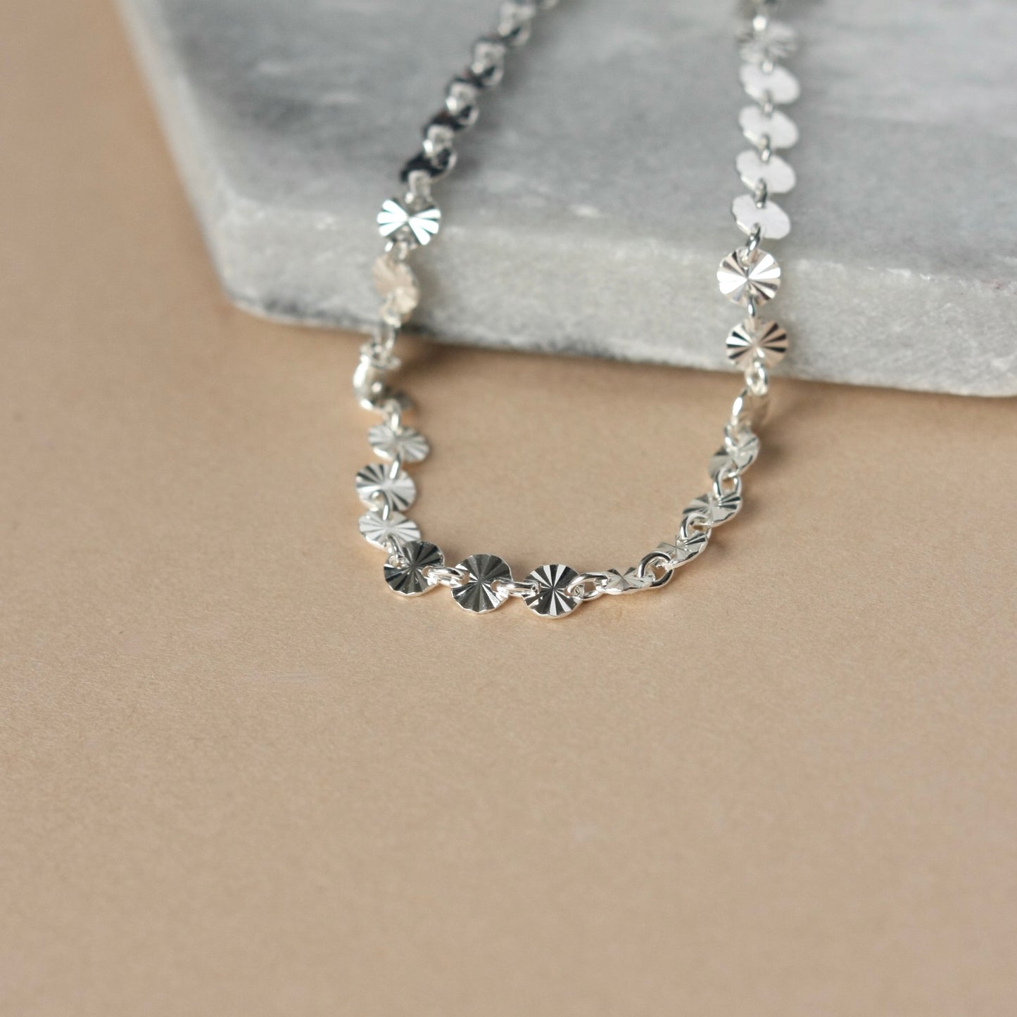 Sterling Silver Sequin Disc Bracelet