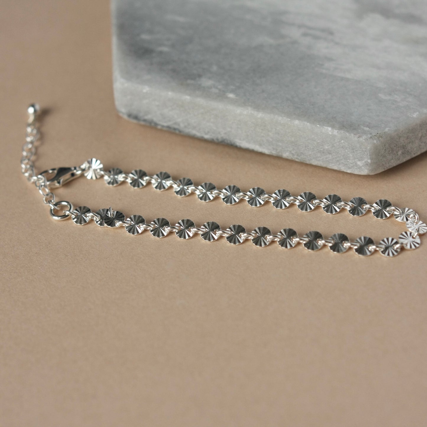 Sterling Silver Sequin Disc Bracelet