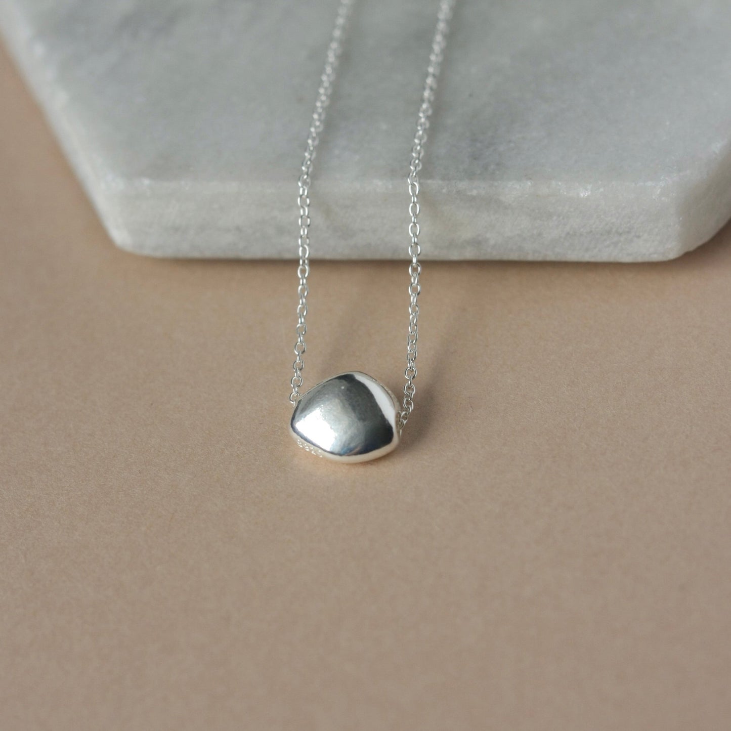 Sterling Silver Organic Pebble Pendant Necklace