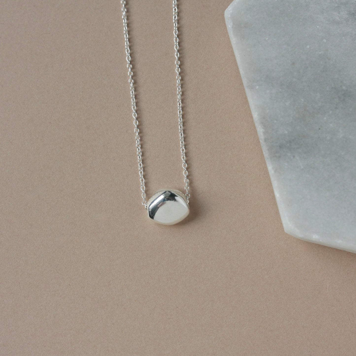 Sterling Silver Organic Pebble Pendant Necklace