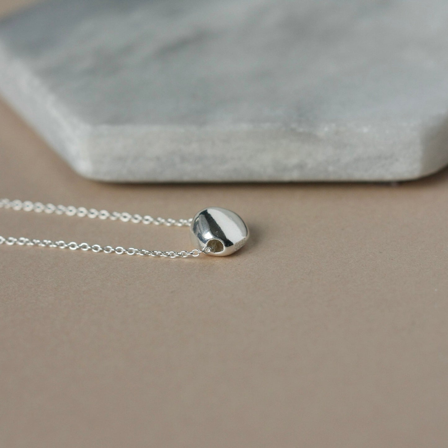 Sterling Silver Organic Pebble Pendant Necklace