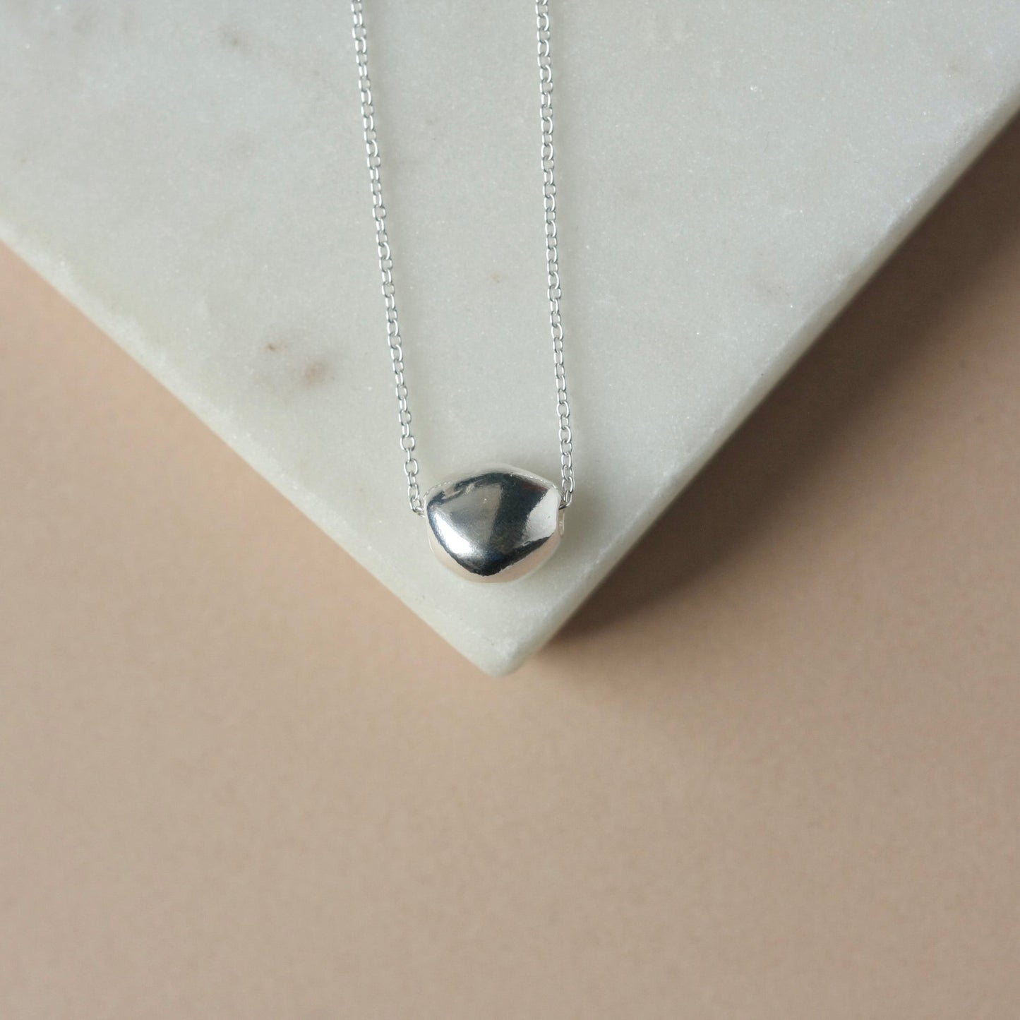 Sterling Silver Organic Pebble Pendant Necklace