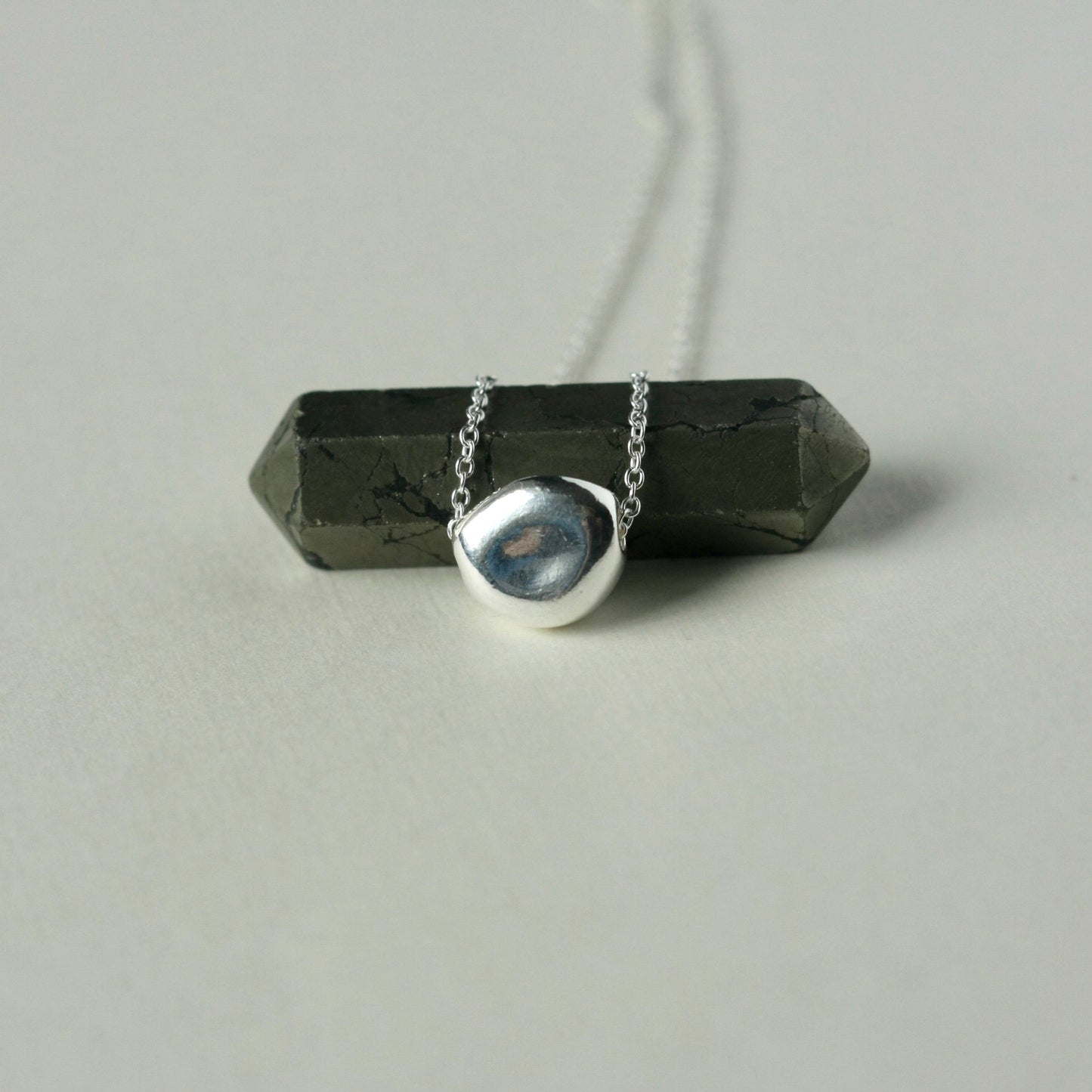 Sterling Silver Organic Pebble Pendant Necklace