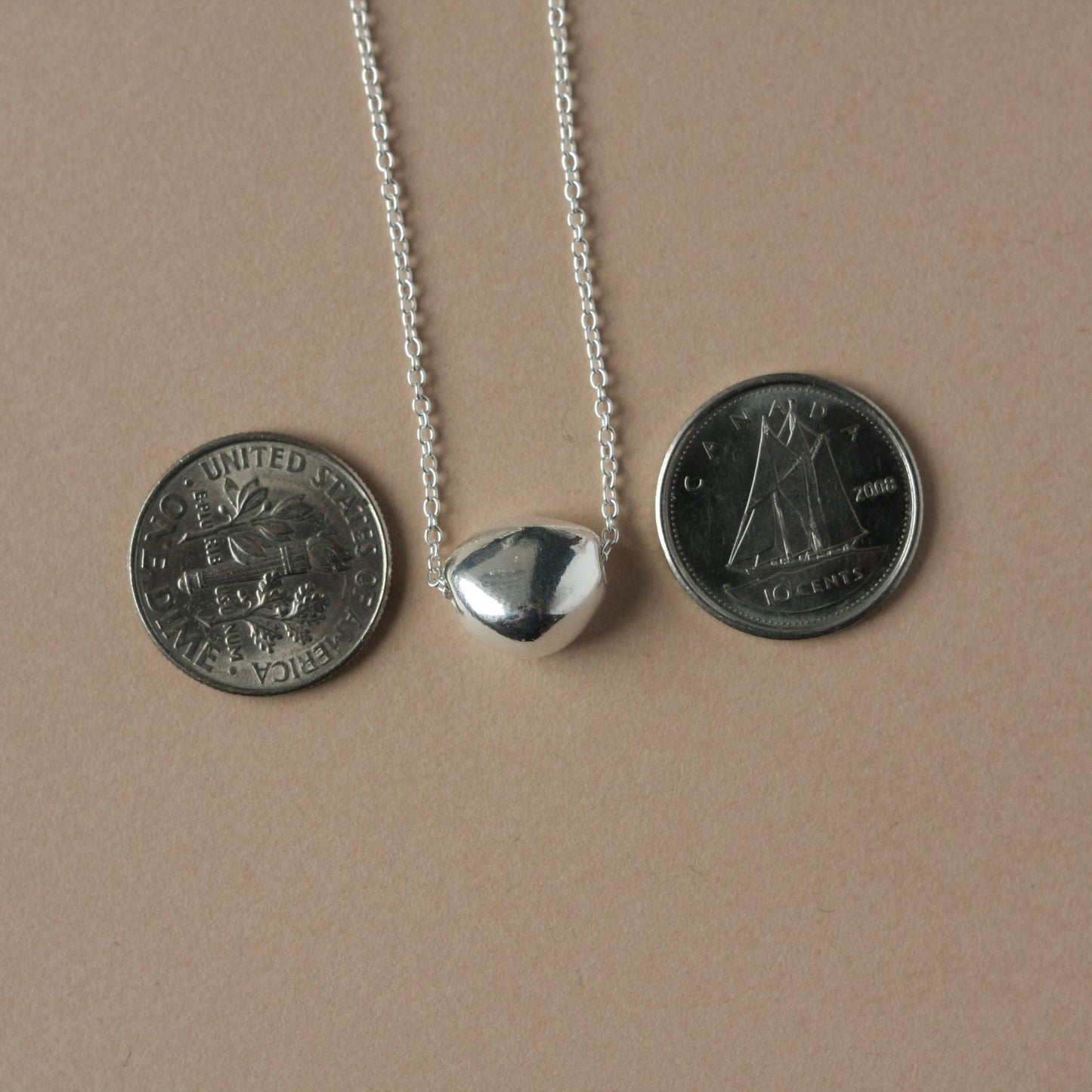 Sterling Silver Organic Pebble Pendant Necklace